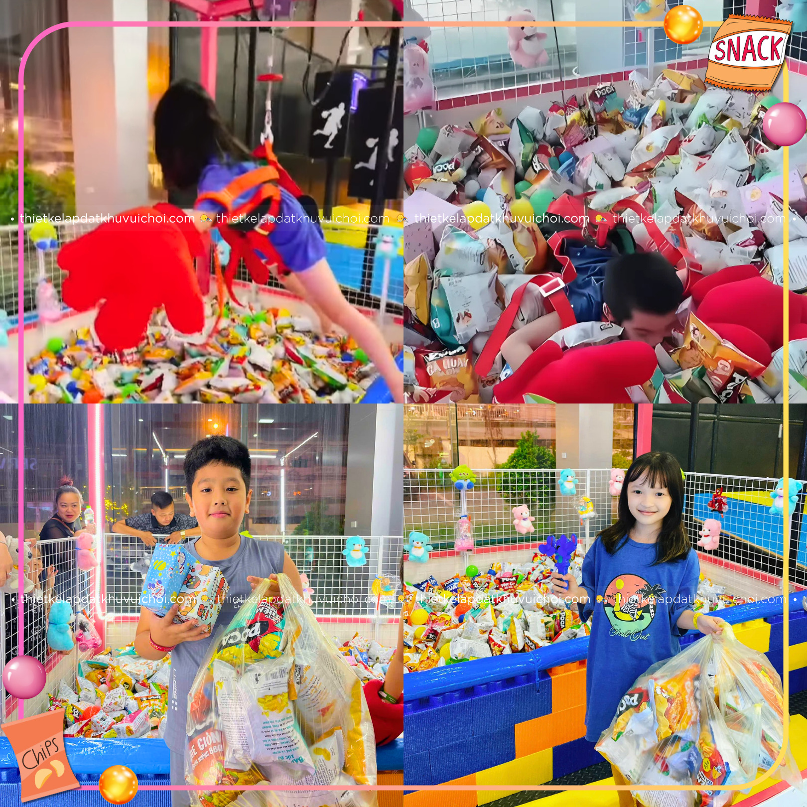 Trò chơi gắp bim bim tại khu vui chơi Home Kid's