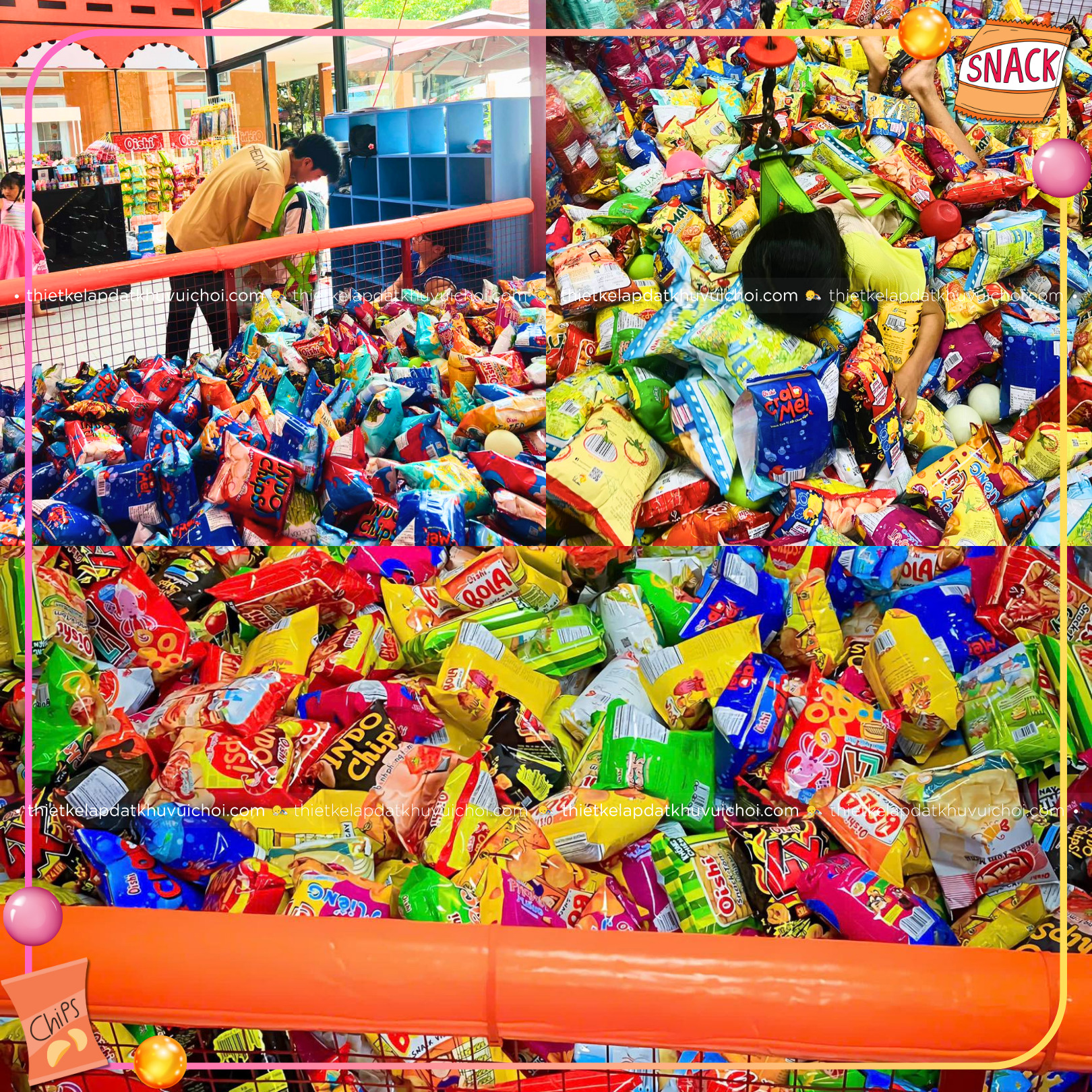 Trò chơi gắp bim bim tại khu vui chơi Pheday Kids