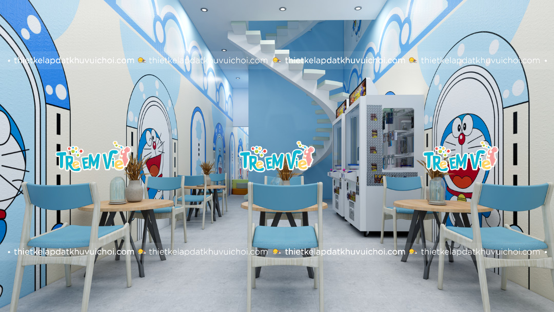 Thiết kế kids cafe chủ đề Doremon cực xinh