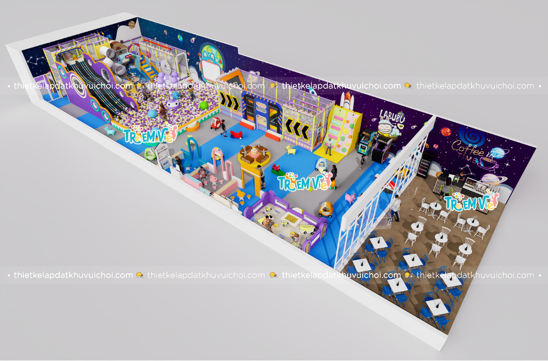 Mô hình thiết kế kids cafe chủ đề vũ trụ