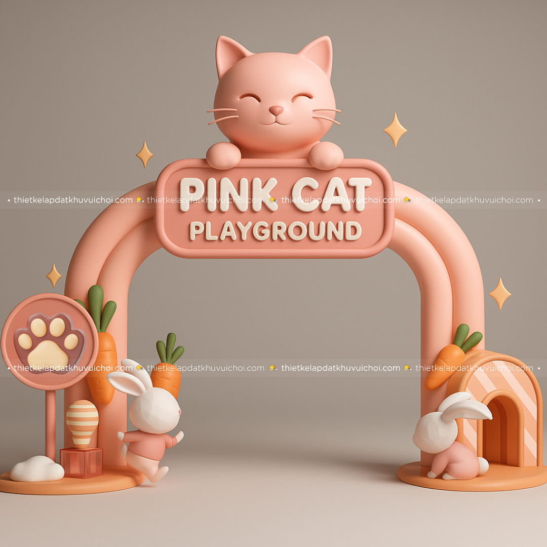 Thiết kế cổng chủ đề mèo hồng