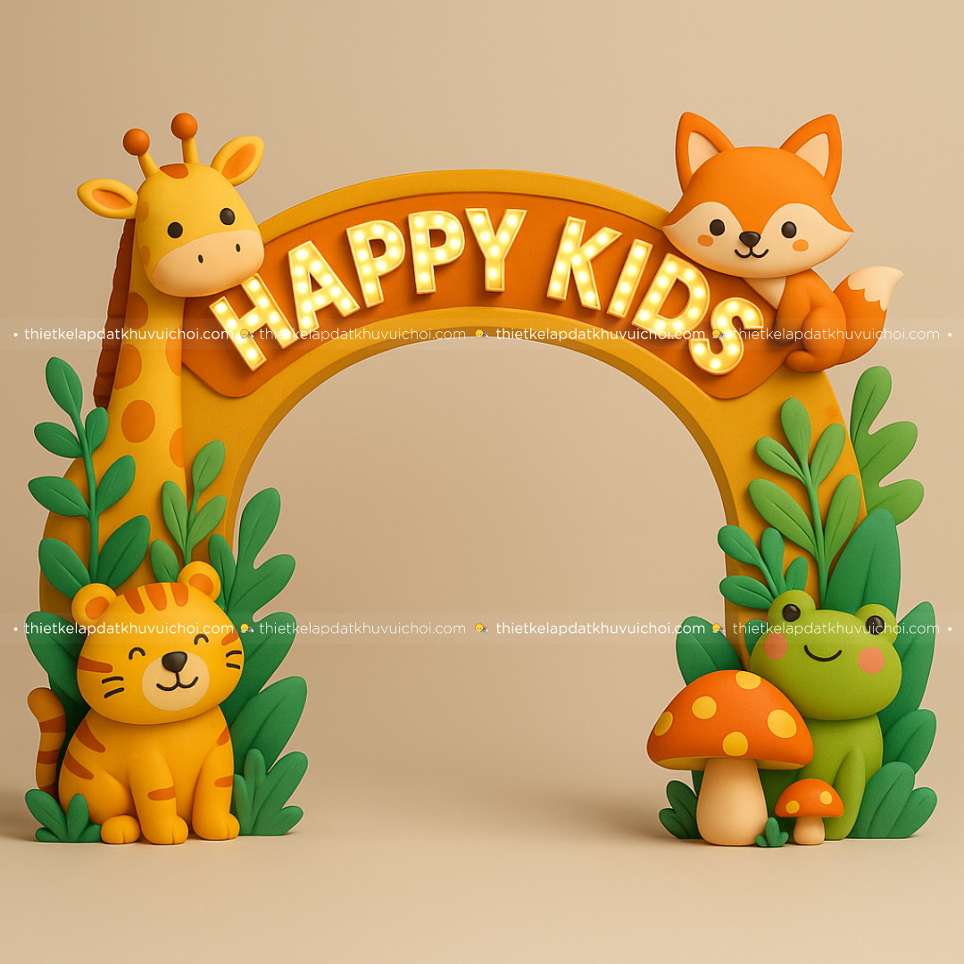 Thiết kế cổng khu vui chơi chủ đề animal cute