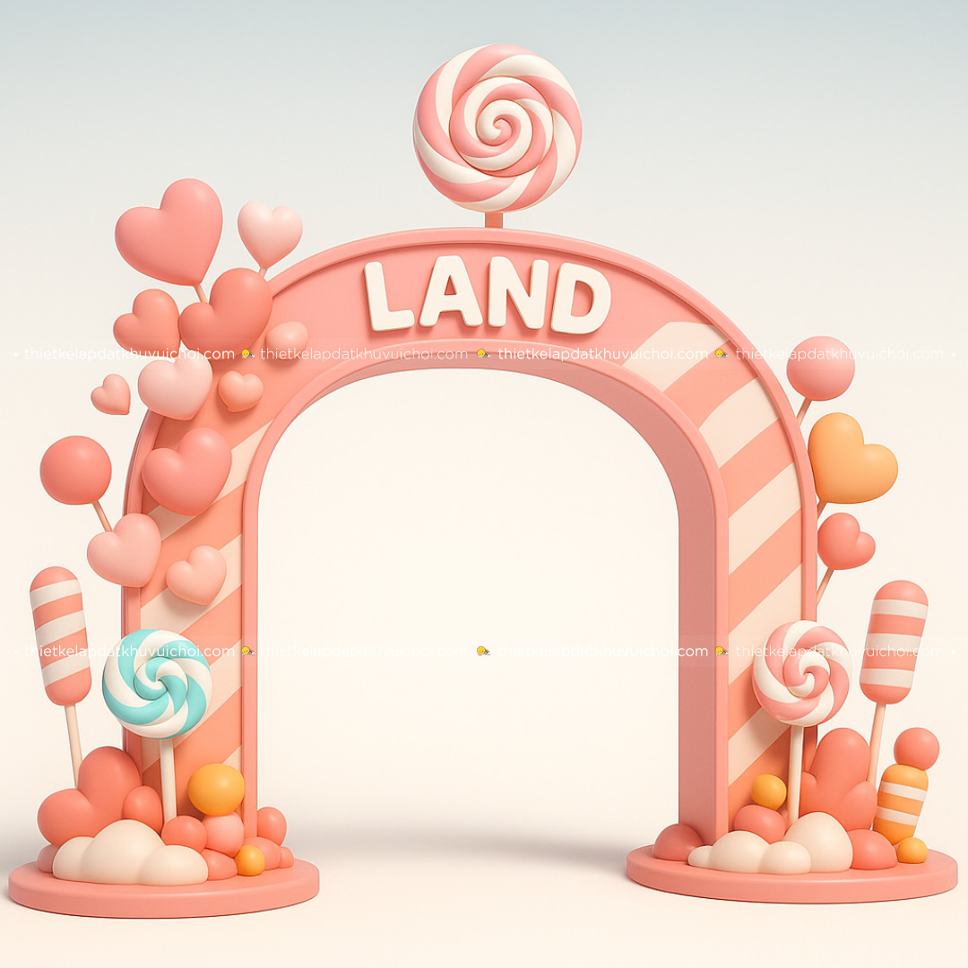 Thiết kế cổng khu vui chơi chủ đề kẹo ngọt