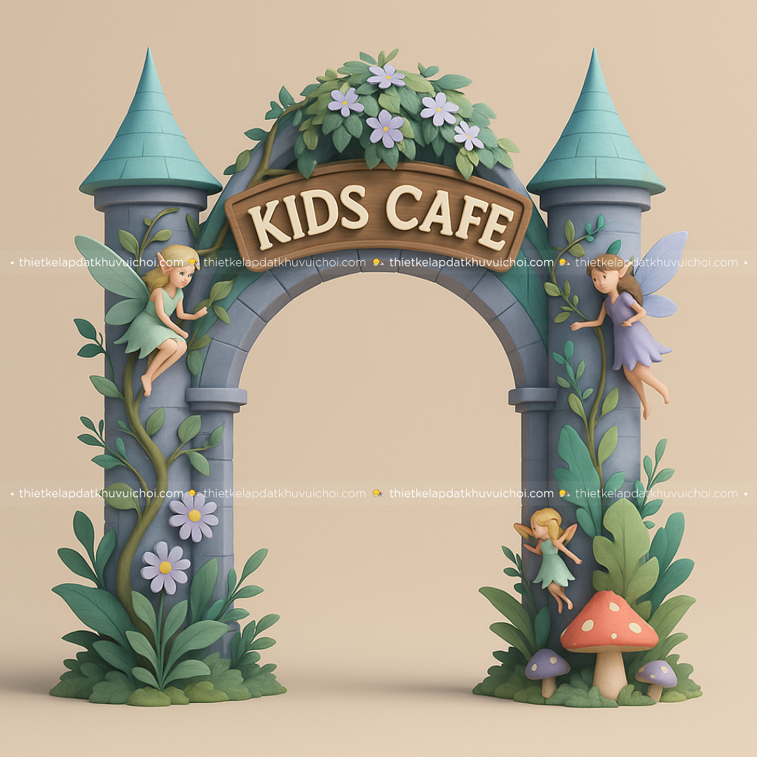 Thiết kế cổng khu vui chơi trẻ em ngoài trời chủ đề cổ tích