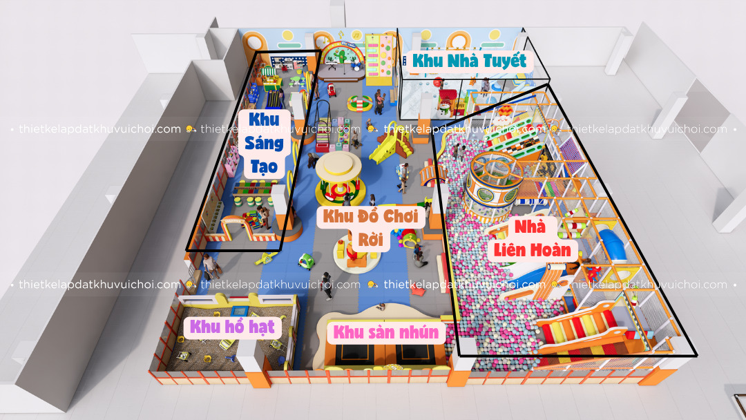 Mô hình thiết kế khu vui chơi trẻ em phân bố khu vực