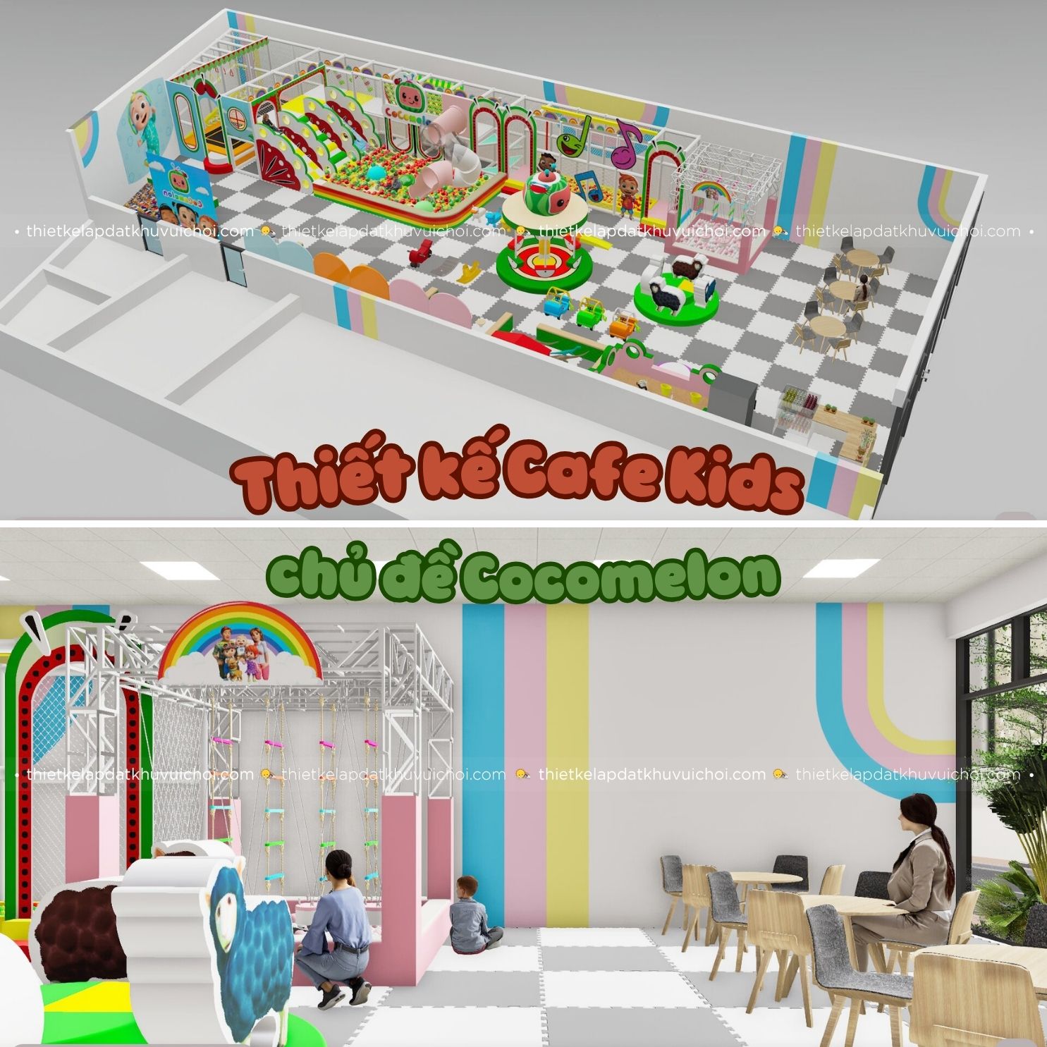 Thiết kế Cafe Kids chủ đề Cocomelon
