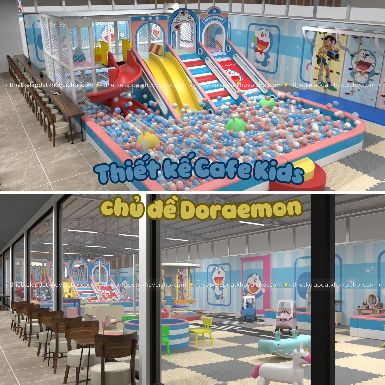Thiết kế Cafe Kids chủ đề Doraemon