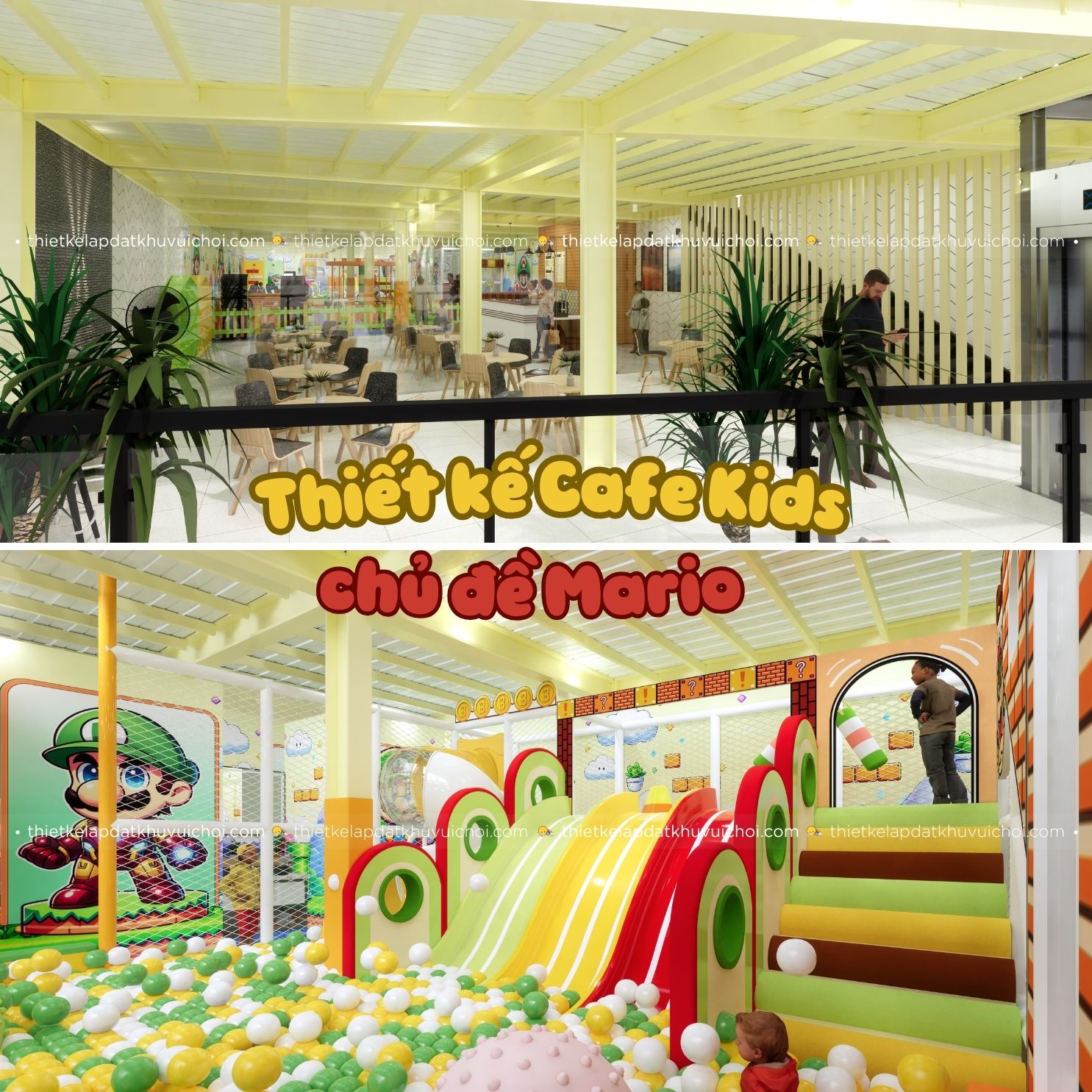 Thiết kế Cafe Kids chủ đề Mario