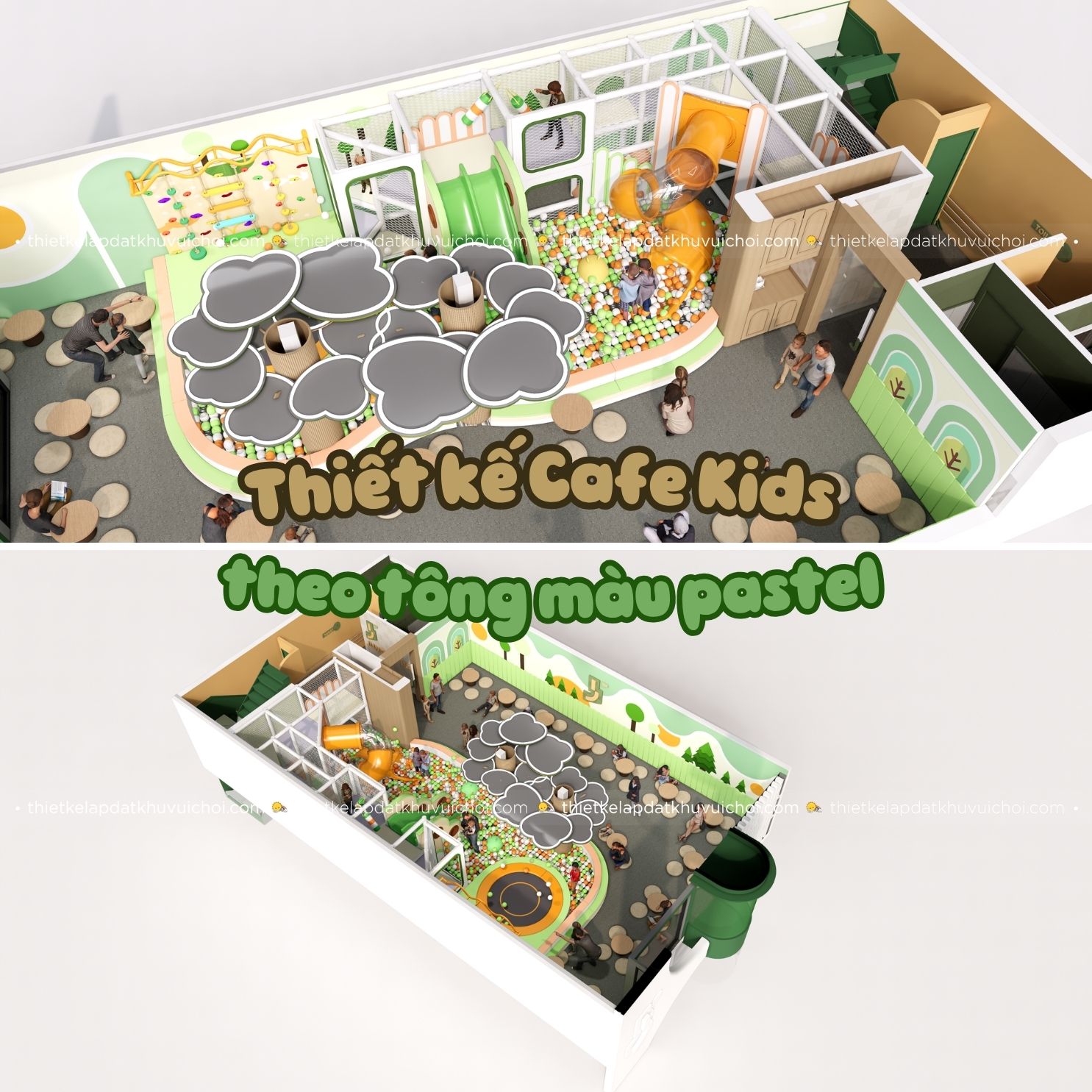 Thiết kế Cafe Kids theo tông màu pastel