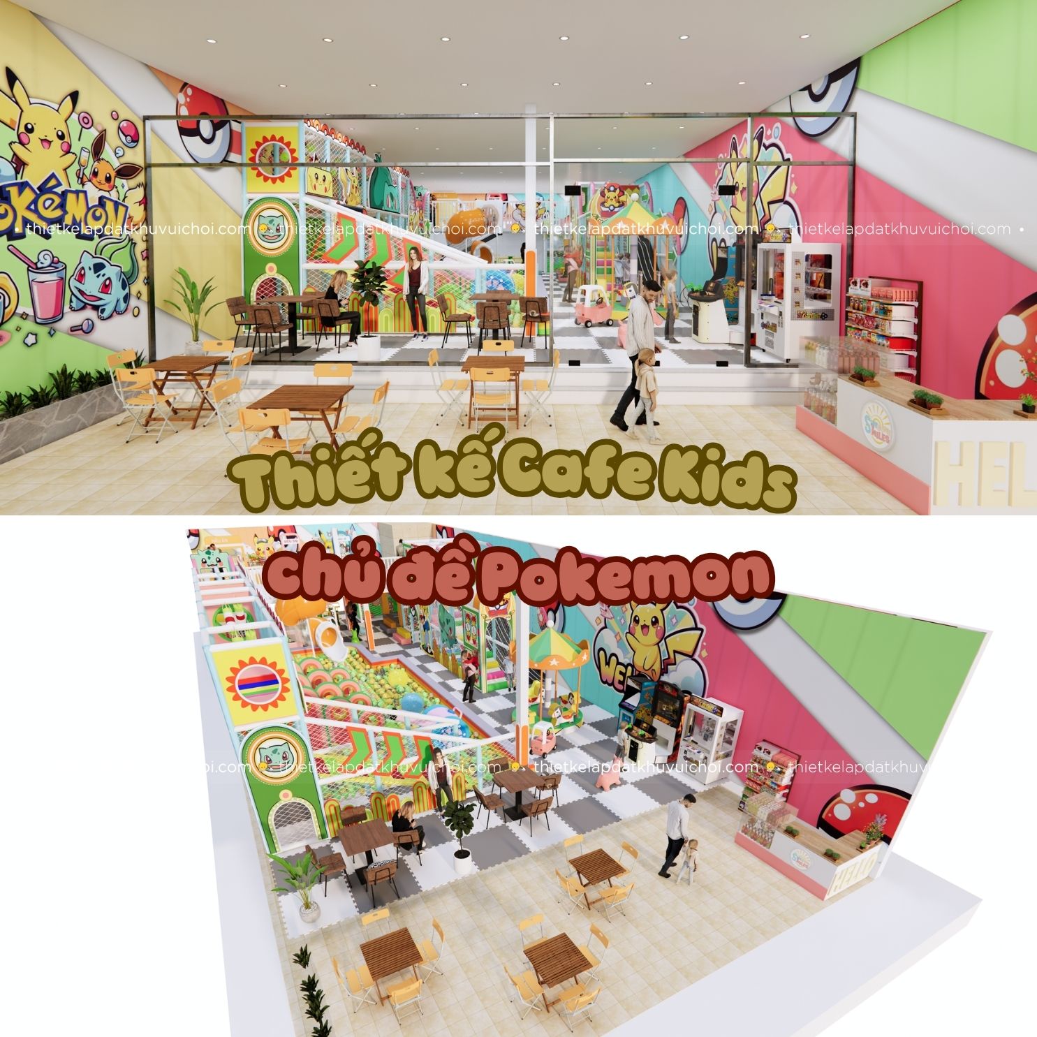 Thiết kế Cafe Kids chủ đề Pokemon
