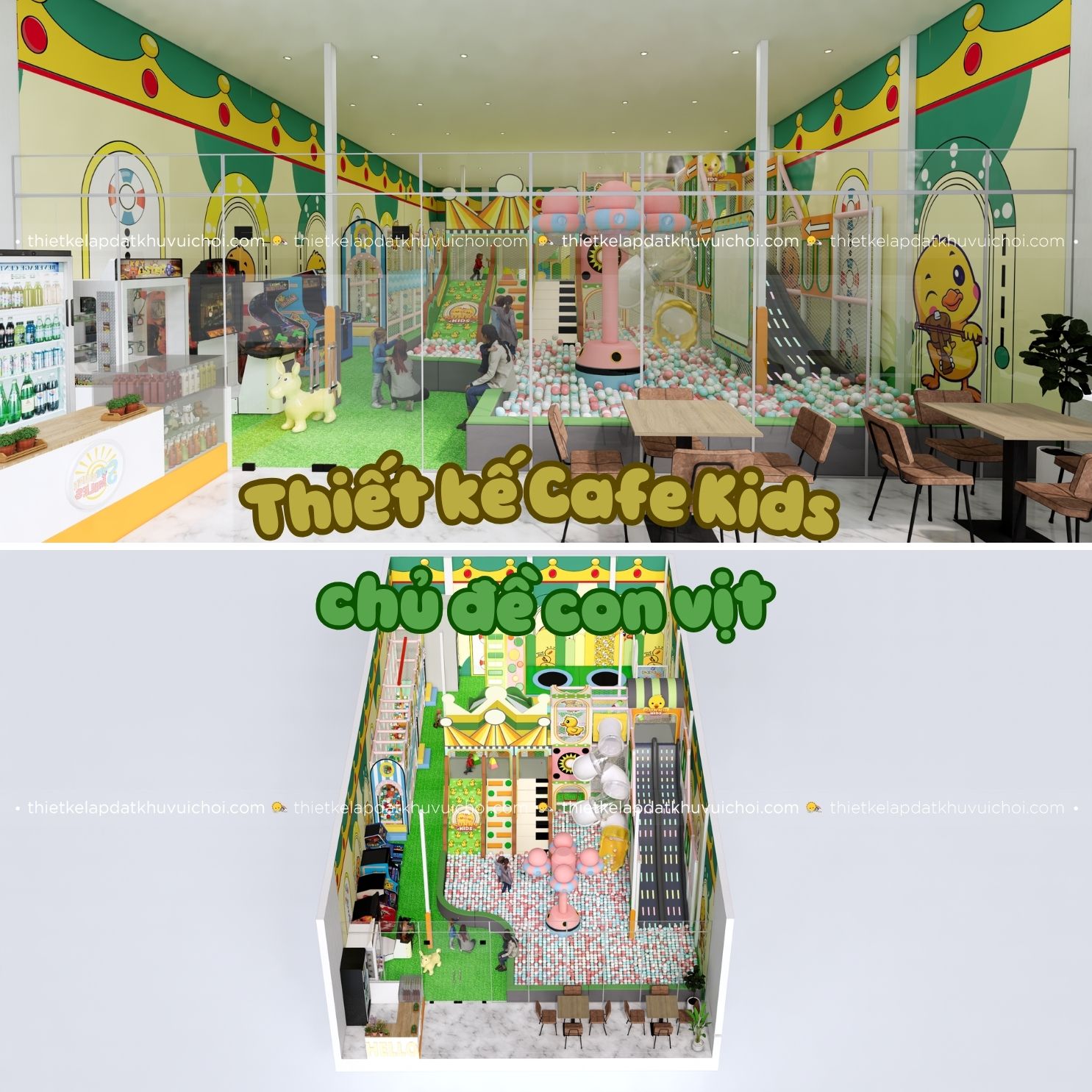 Thiết kế Cafe Kids chủ đề con vịt