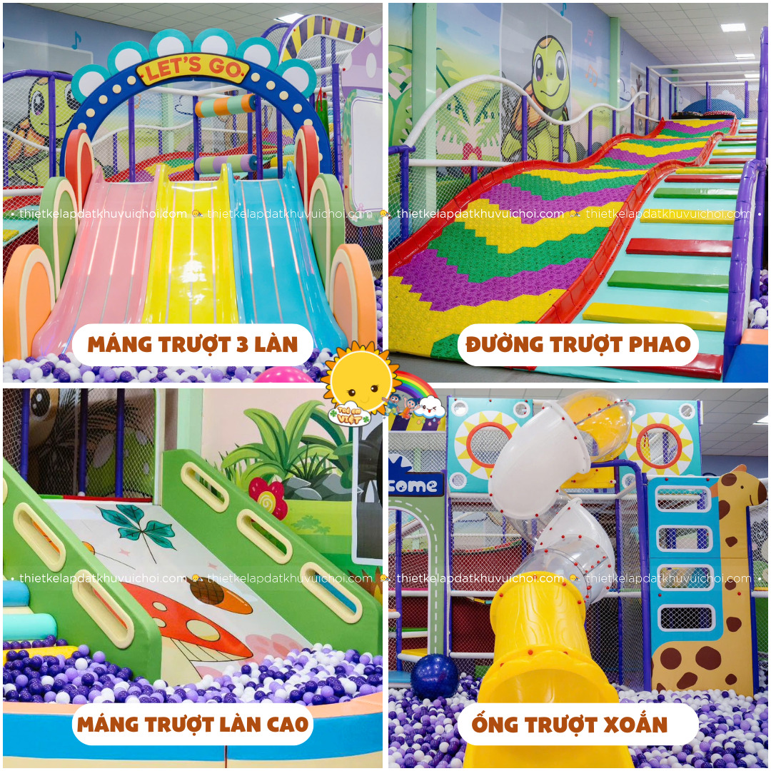 Các loại cầu trượt được tích hợp trong nhà banh liên hoàn