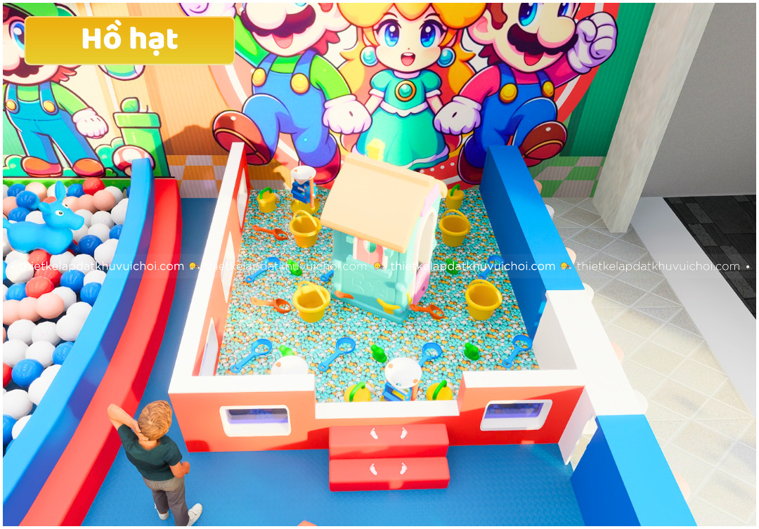 Bản vẽ khu vui chơi Mario với Hồ hạt dành cho trẻ nhỏ tuổi