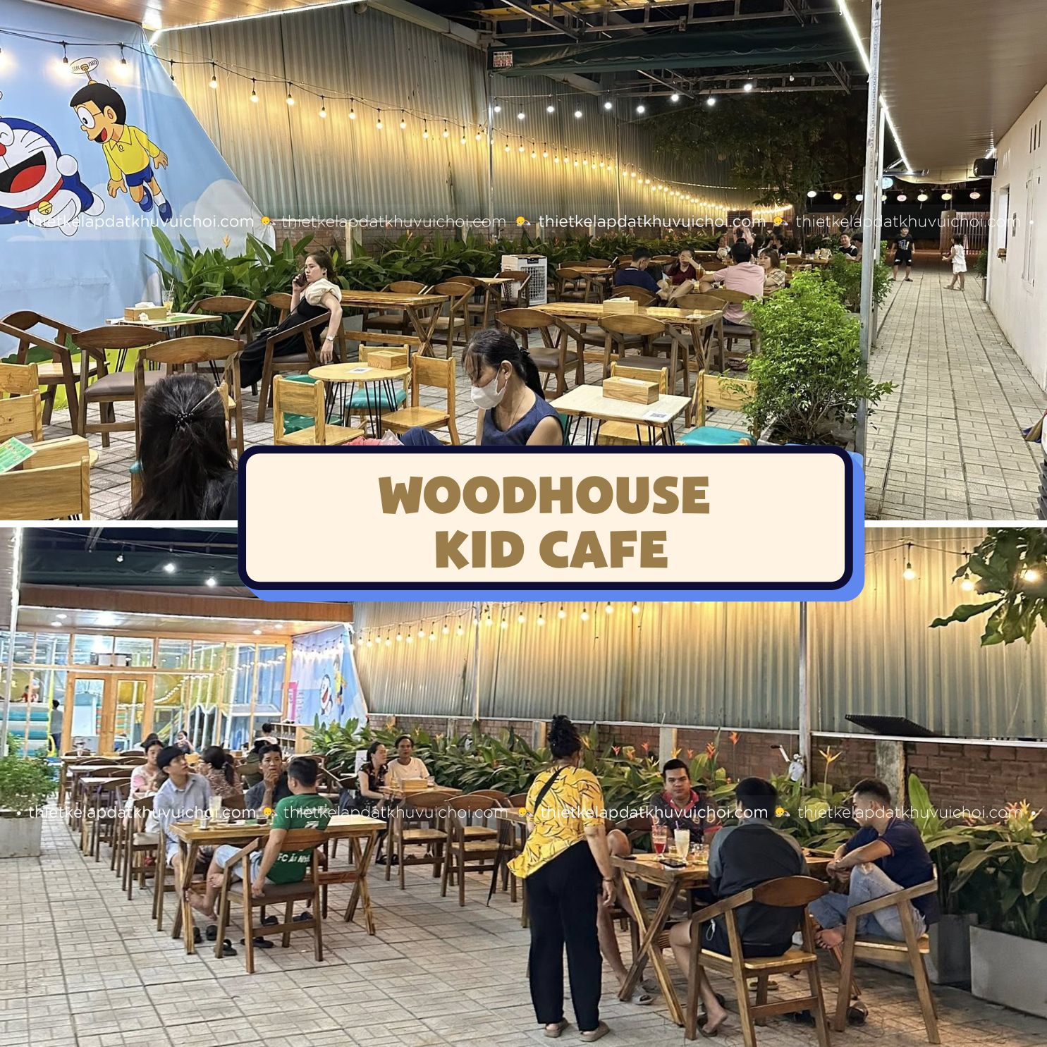 Quán cafe sân vườn có khu vui chơi Woodhouse Kid Cafe