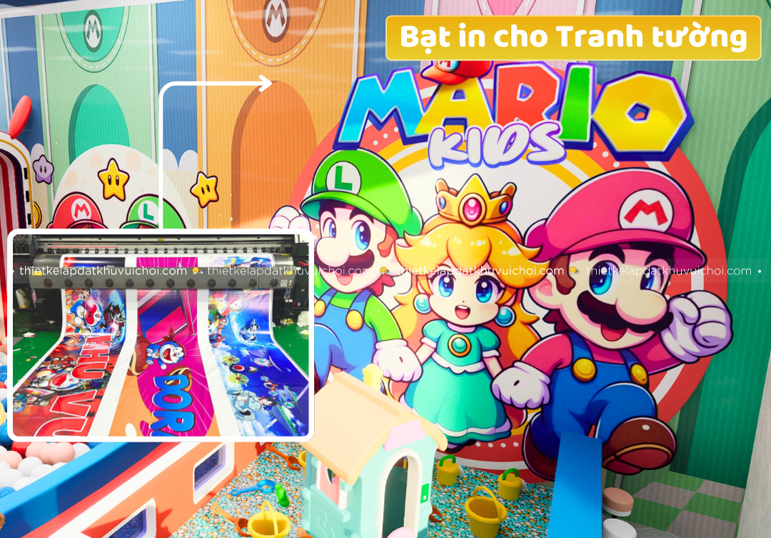 Bạt in dành cho khu vui chơi Mario