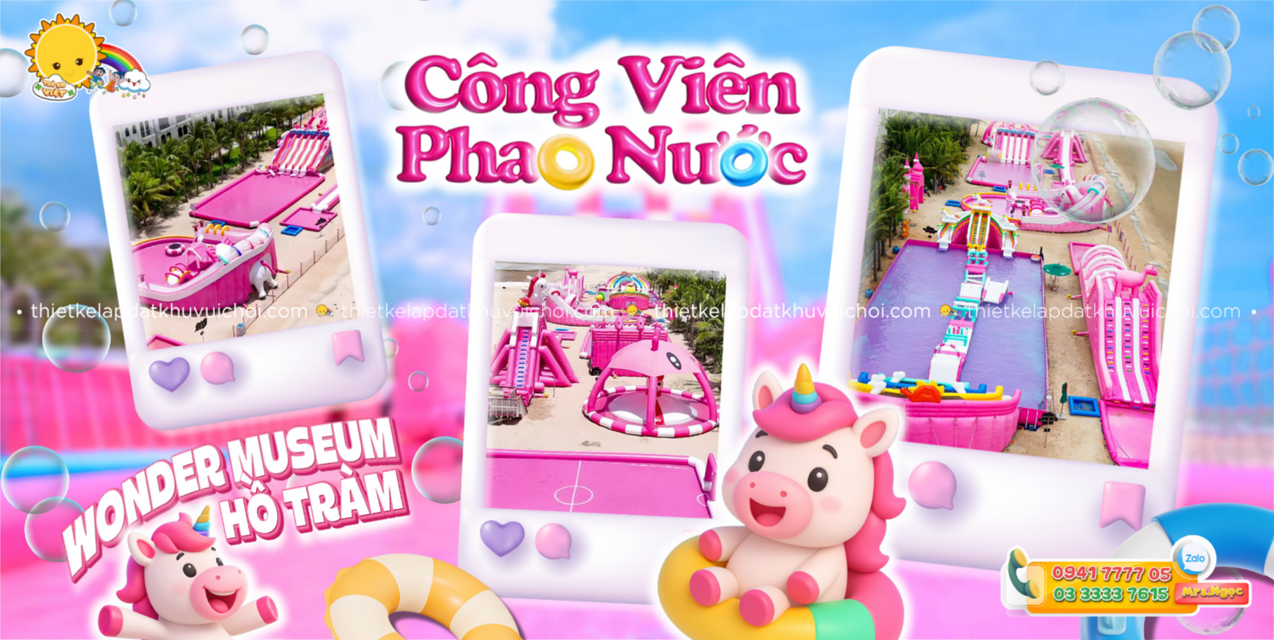 Banner Cong vien phao nuoc Wonder Museum Ho Tram