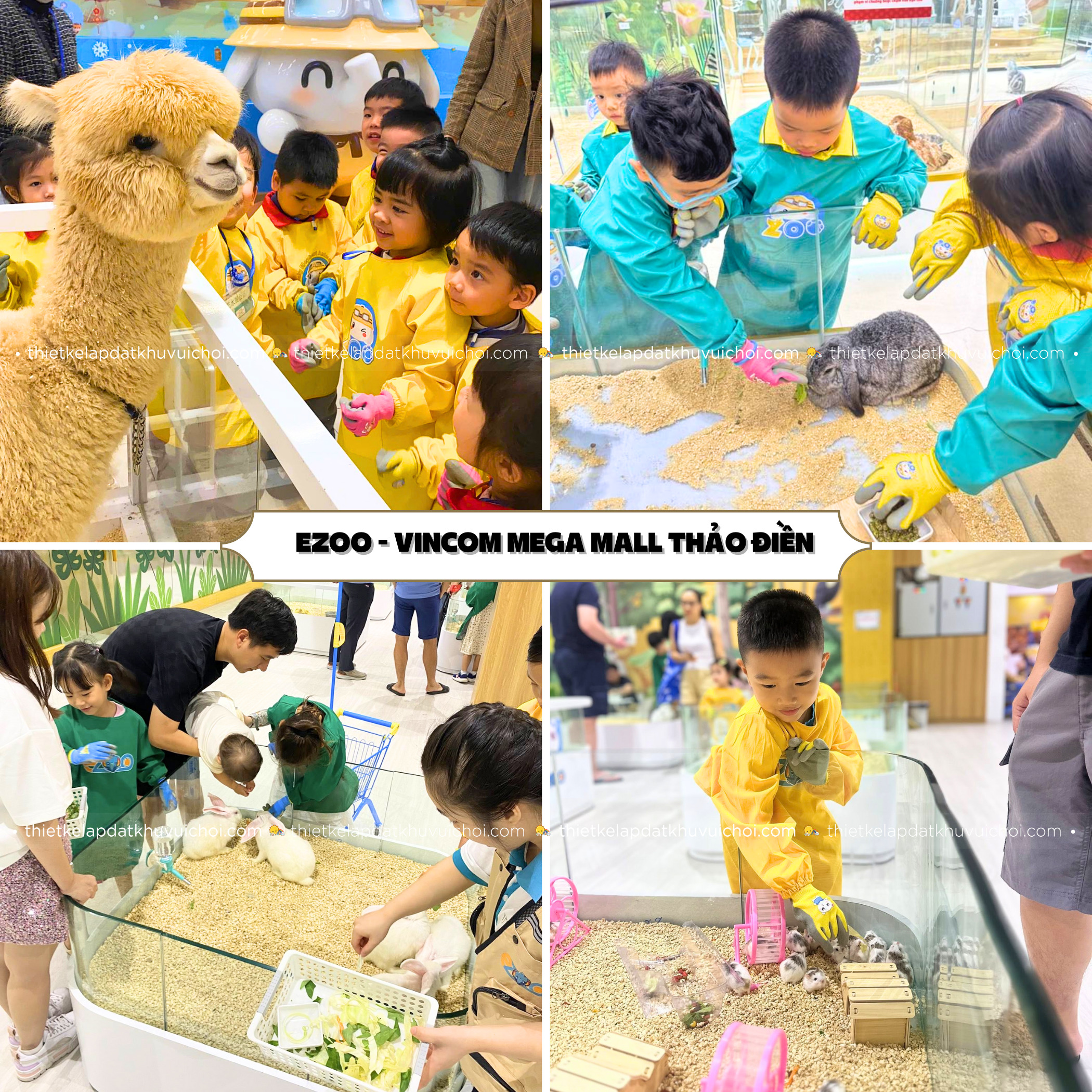 Bé tương tác cùng động vật tại vườn thú ở Sài Gòn trong nhà Ezoo