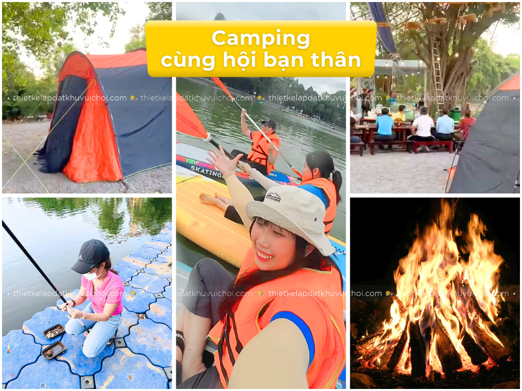 Giới trẻ cắm trại cùng bạn bè tại công viên