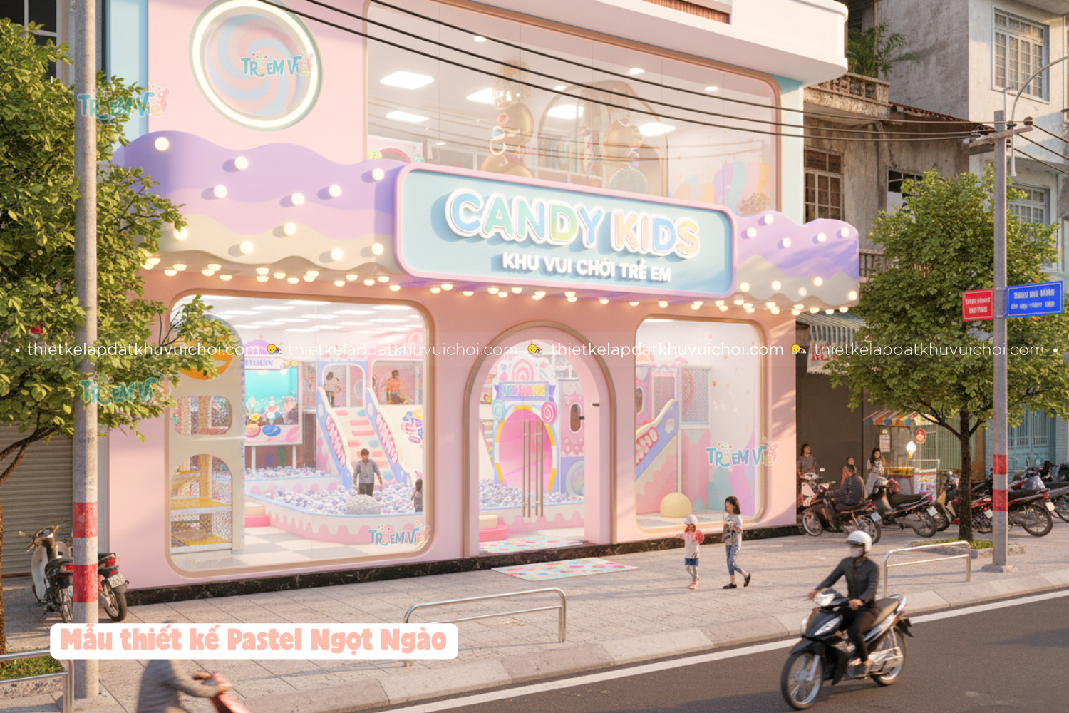 Mẫu thiết kế bảng hiệu khu vui chơi Pastel Ngọt Ngào