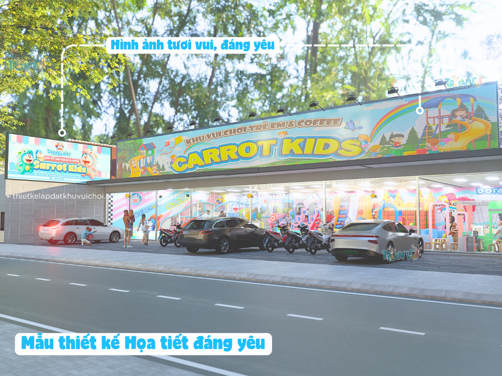 Mẫu thiết kế bảng hiệu khu vui chơi họa tiết đáng yêu