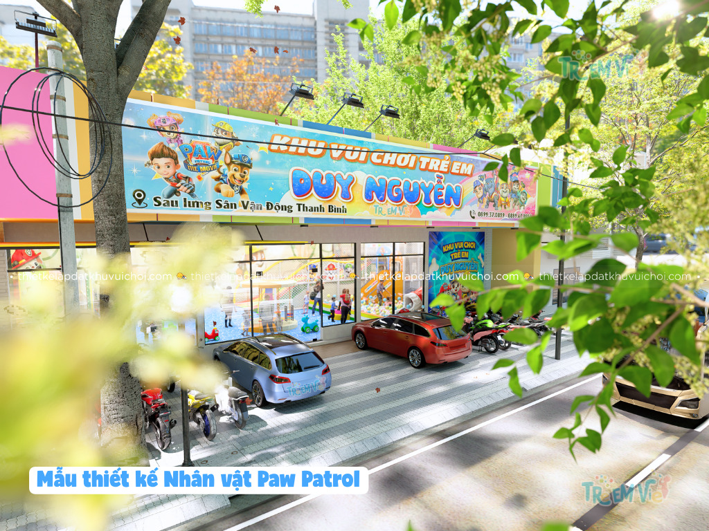 Mẫu thiết kế bảng hiệu khu vui chơi nhân vật Paw Patrol