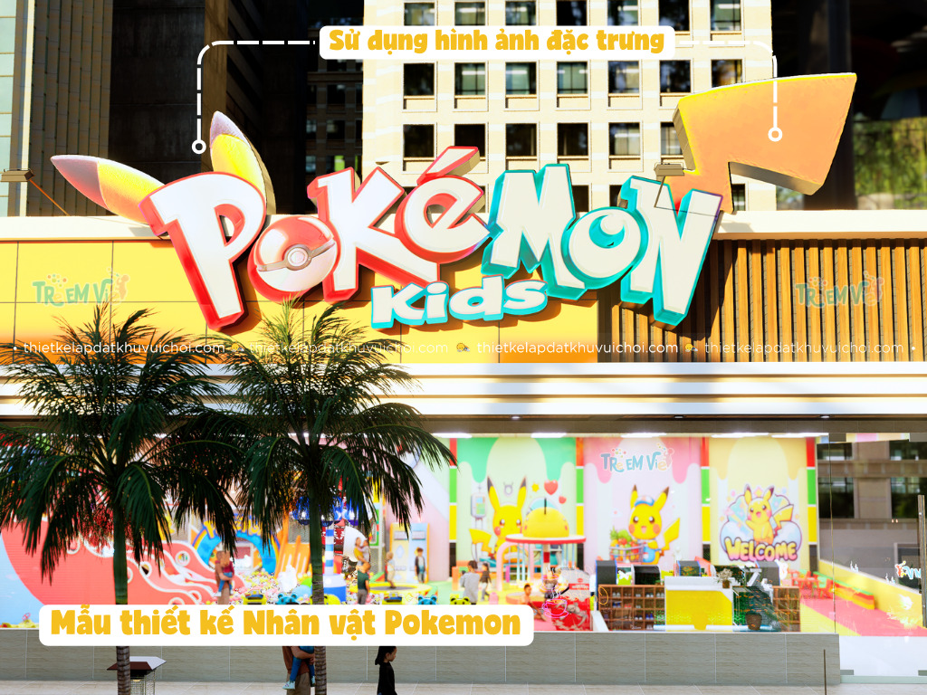Mẫu thiết kế bảng hiệu khu vui chơi nhân vật Pokemon