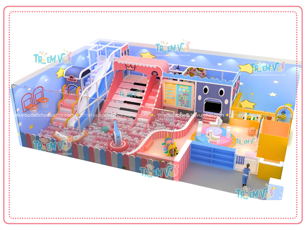 Thiết kế khu vui chơi trẻ em kết hợp tiệm bánh chủ đề trời đêm xinh xắn