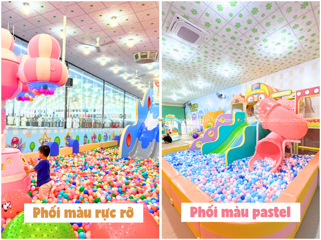 Phối màu thiết kế khu vui chơi trẻ em kết hợp tiệm bánh thu hút trẻ