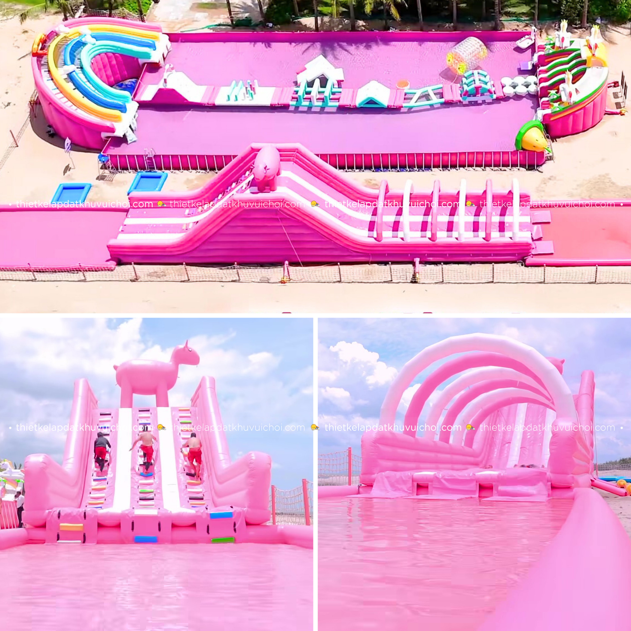 Trò chơi dòng chảy hồng của công viên phao nước Wonder Museum Hồ Tràm