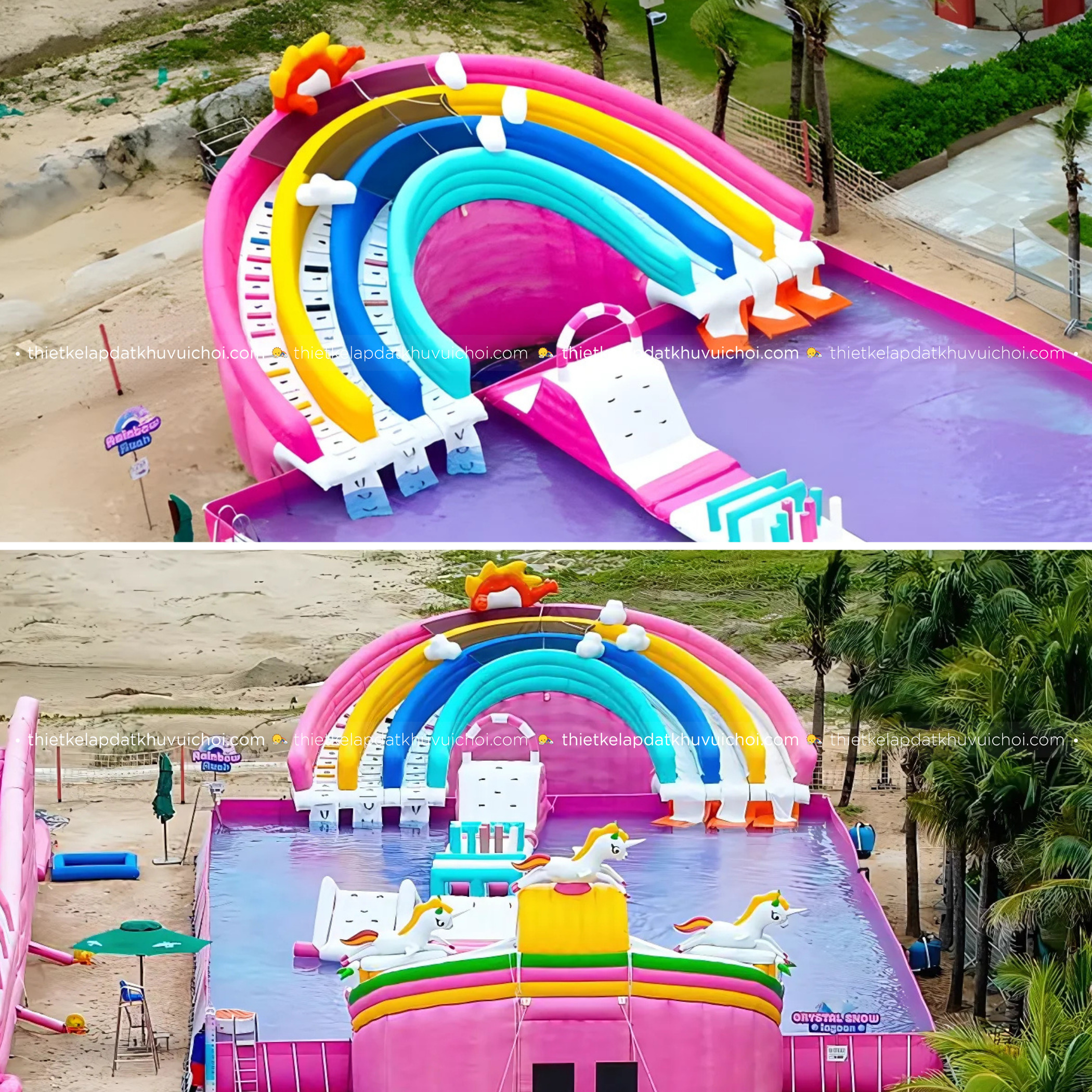 Trò chơi cầu trượt cầu vồng của công viên phao nước Wonder Museum Hồ Tràm