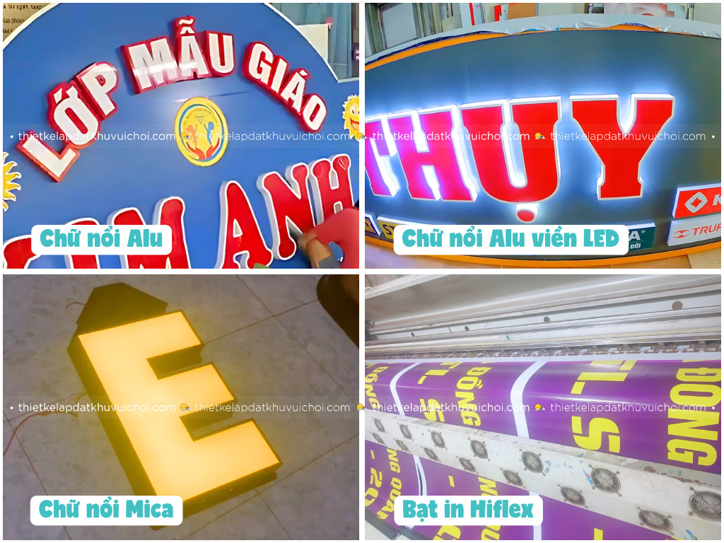 Các vật liệu phổ biến trong thiết kế bảng hiệu khu vui chơi