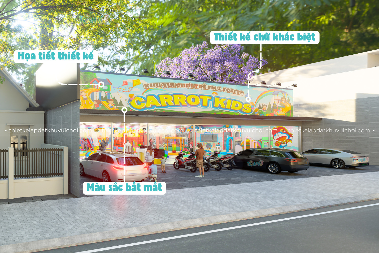 Họa tiết, màu sắc và phông chữ trong thiết kế bảng hiệu khu vui chơi