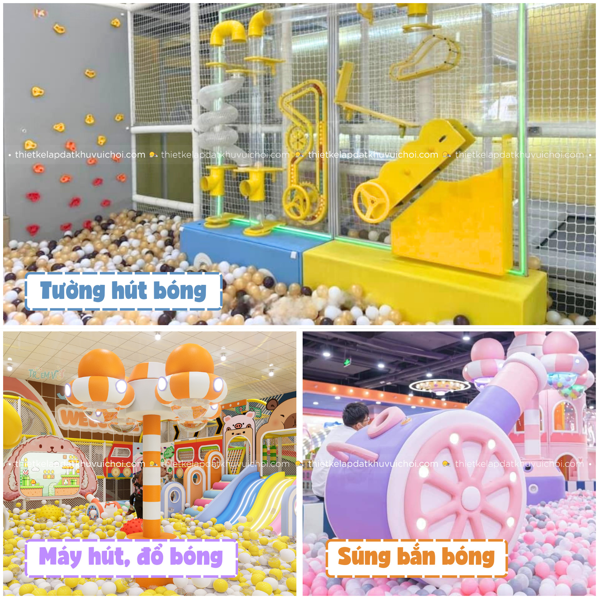 Phân loại các thiết kế hút bóng khu vui chơi trẻ em