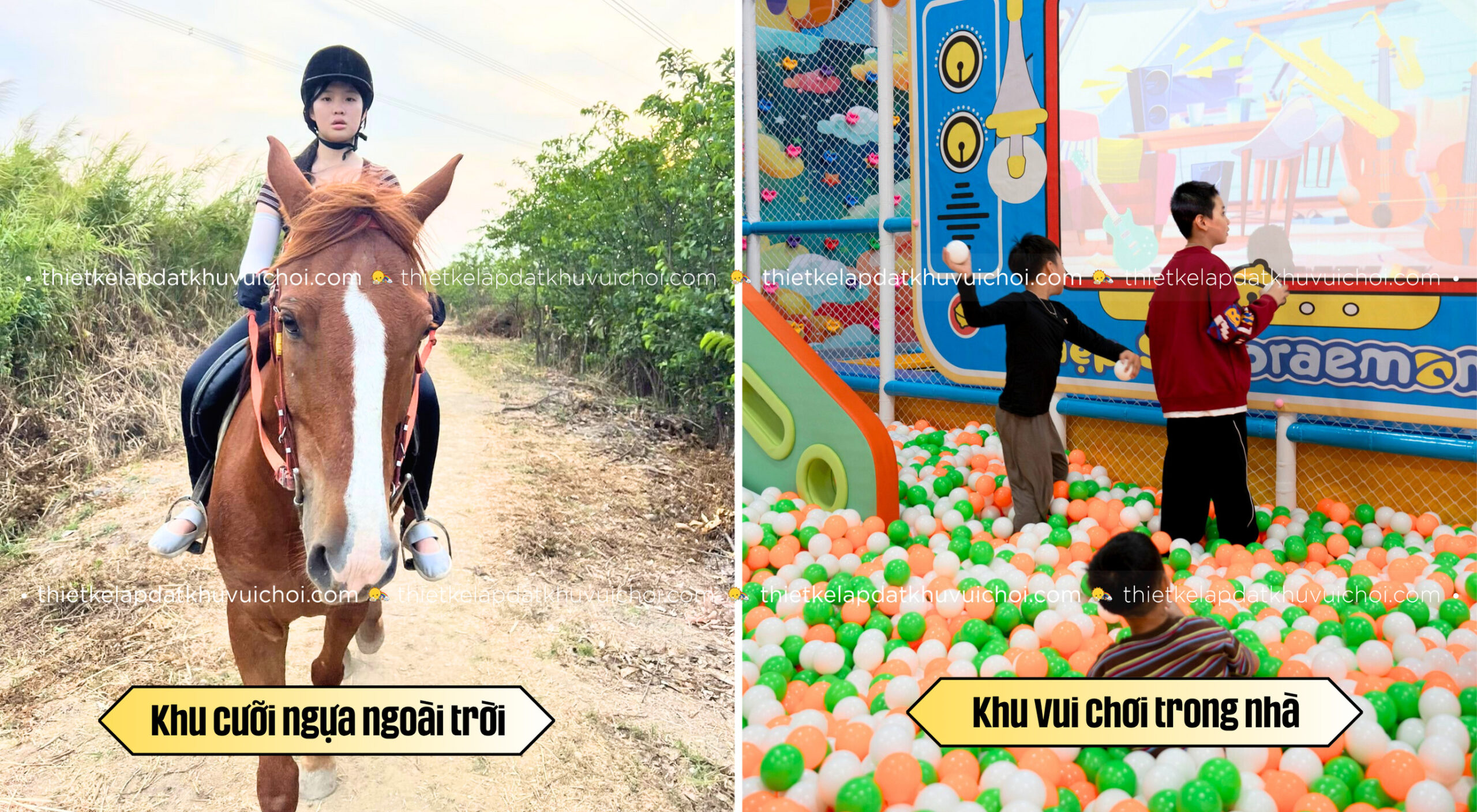 Kết hợp khu cưỡi ngựa và khu vui chơi trẻ em
