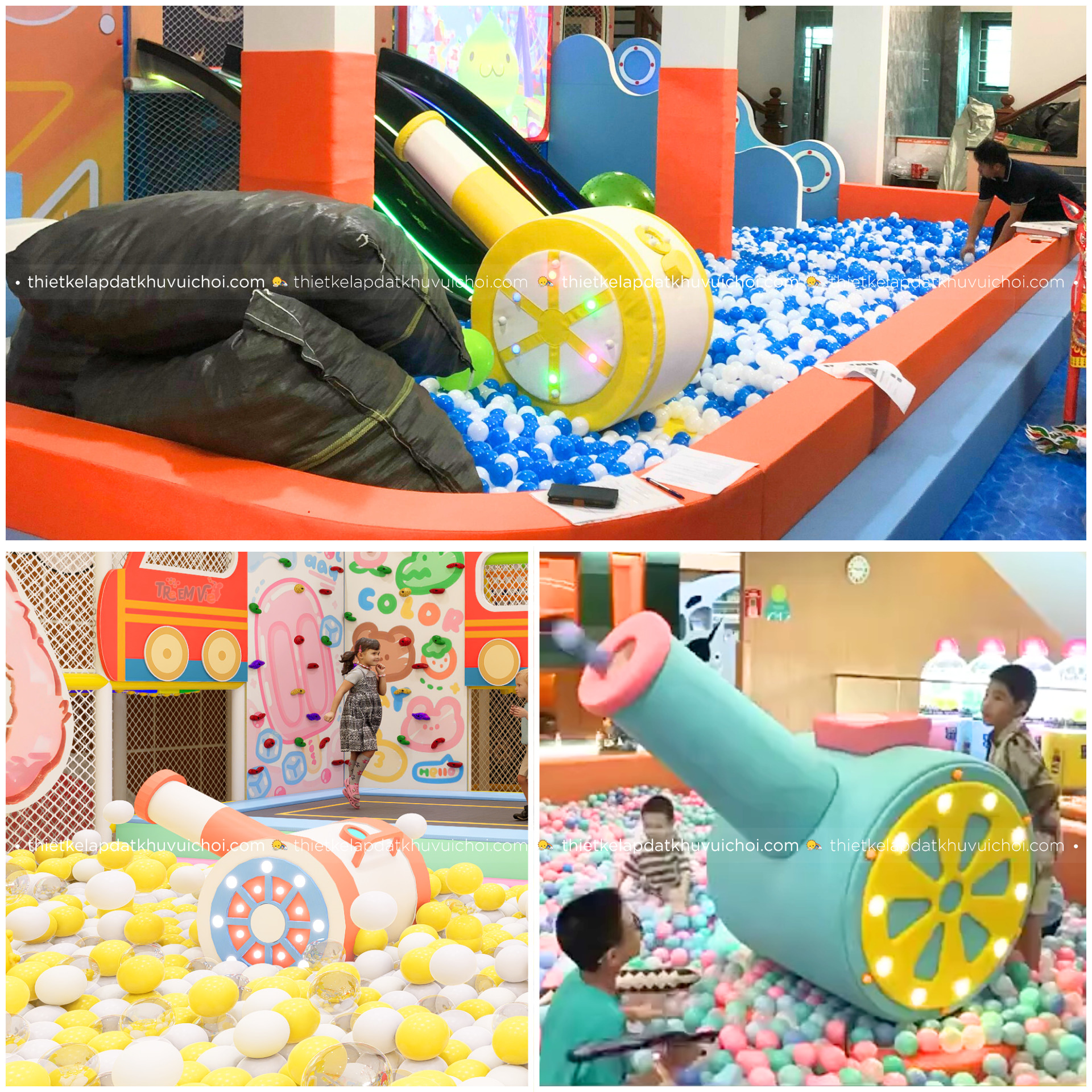 Súng bắn bóng khu vui chơi có thể thiết kế đa dạng nhiều màu sắc khác nhau