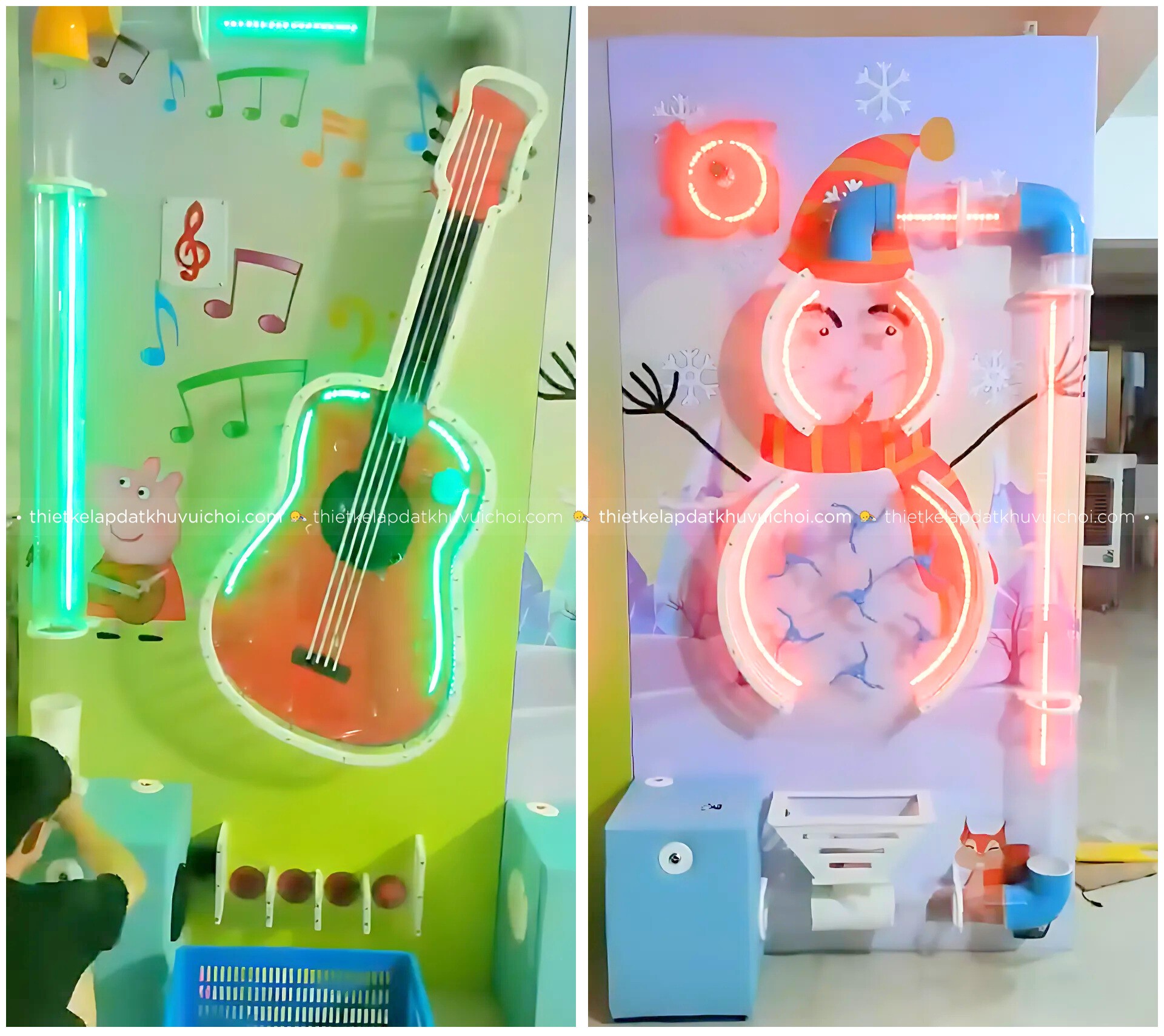 Tường hút bóng khu vui chơi kết hợp thêm đèn LED sinh động