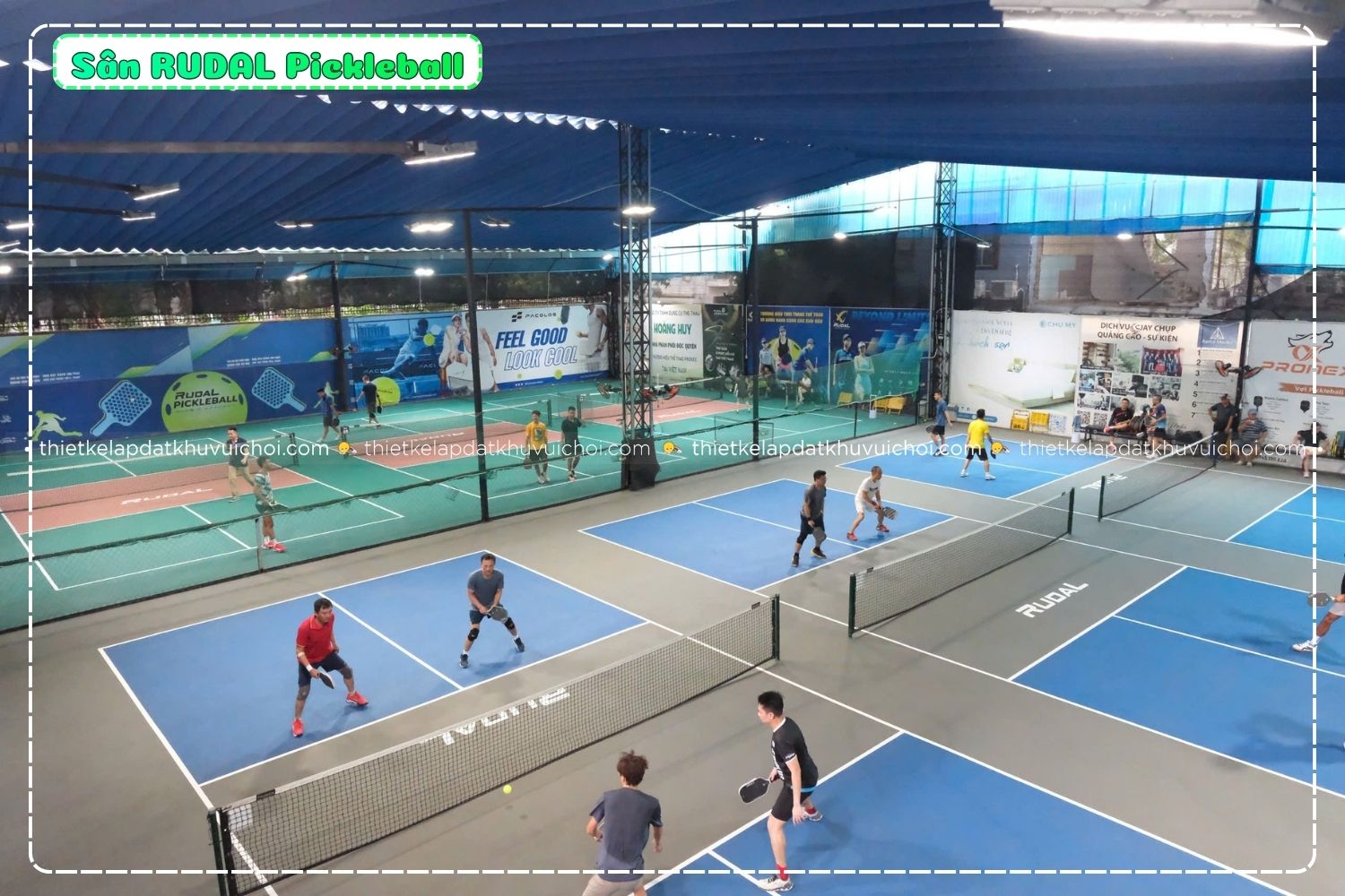 Sân RUDAL Pickleball được thiết kế mở hiện đại, bắt mắt và rộng rãi