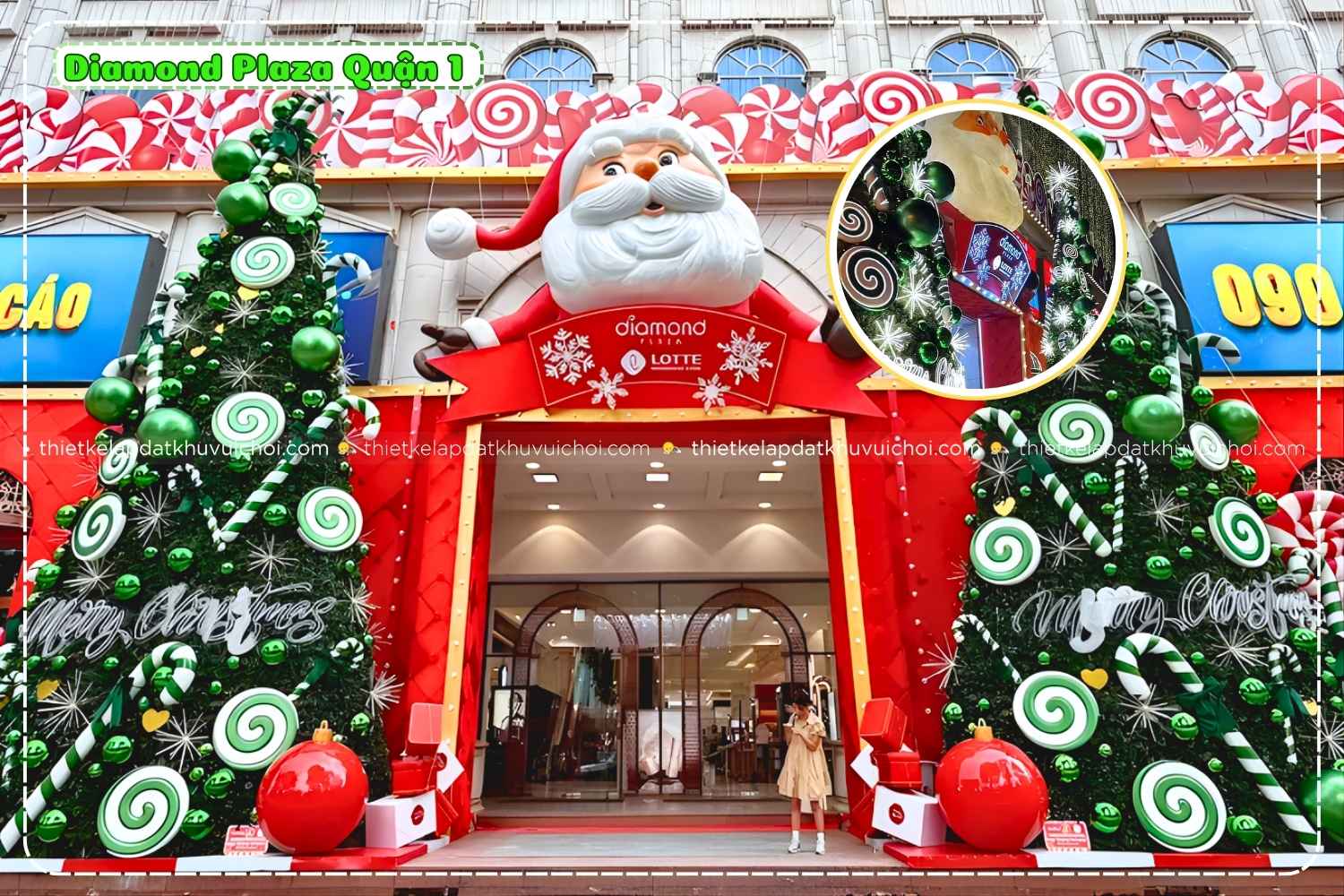 Cổng check-in kẹo ngọt và ông già noel khổng lồ của Diamond Plaza Quận 1