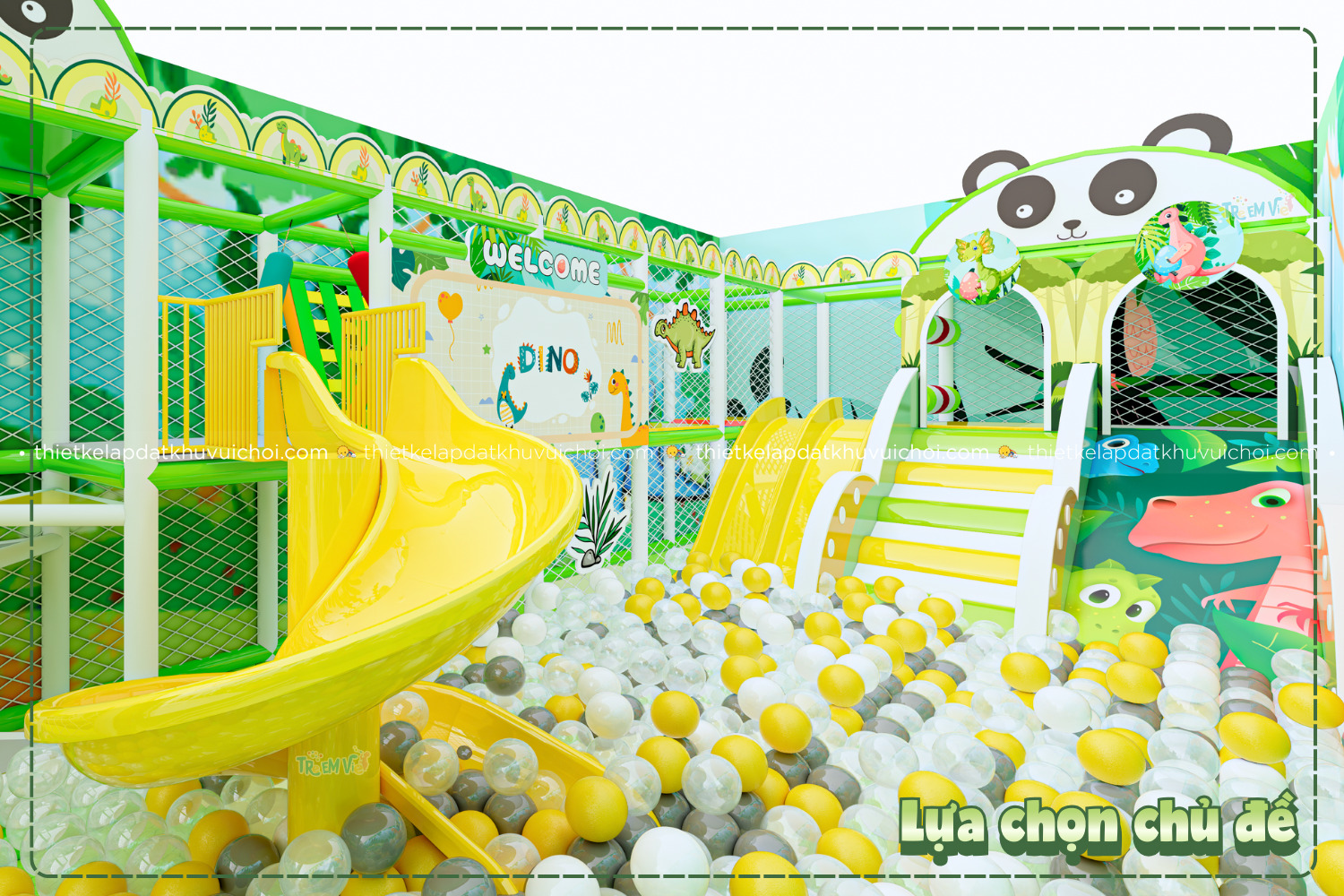 Phối màu mô hình khu vui chơi trẻ em mini tươi sáng thu hút