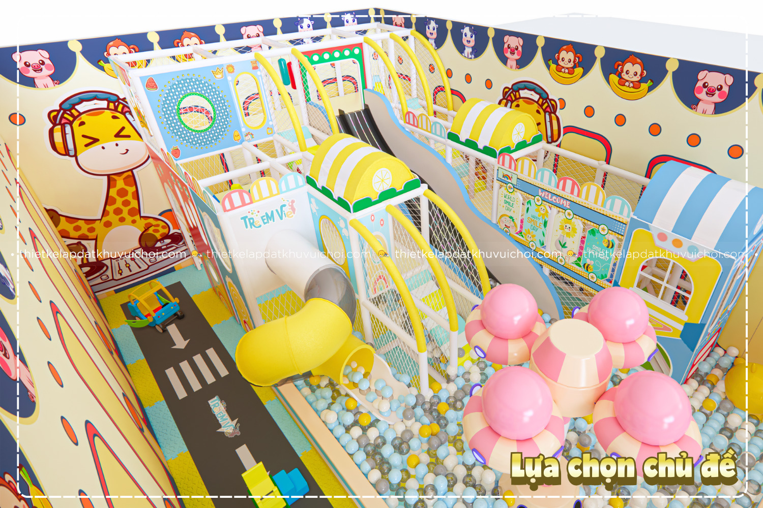Lựa chọn hình ảnh, chủ đề khu vui chơi quen thuộc với trẻ