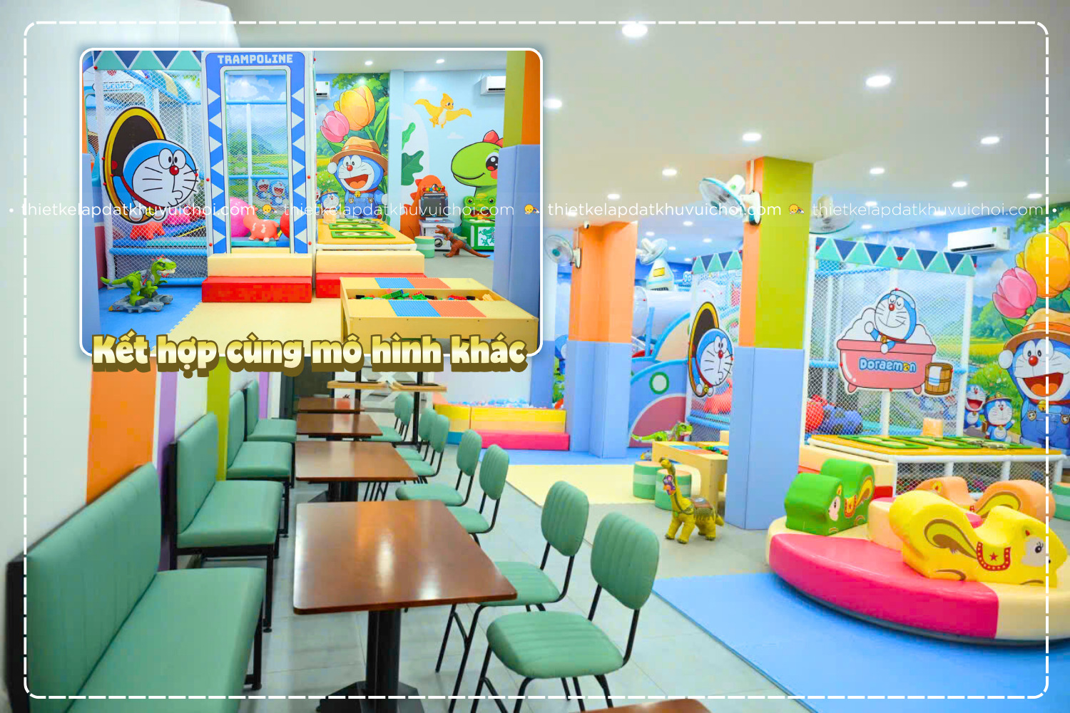 Mô hình khu vui chơi trẻ em mini kết hợp quán ăn, quán cà phê