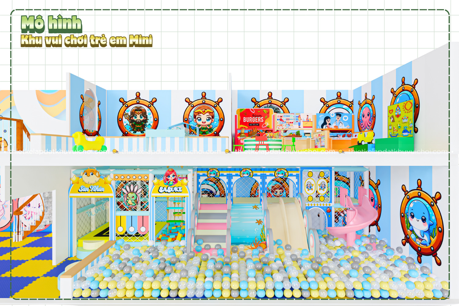 Mô hình thiết kế khu vui chơi trẻ em có gác