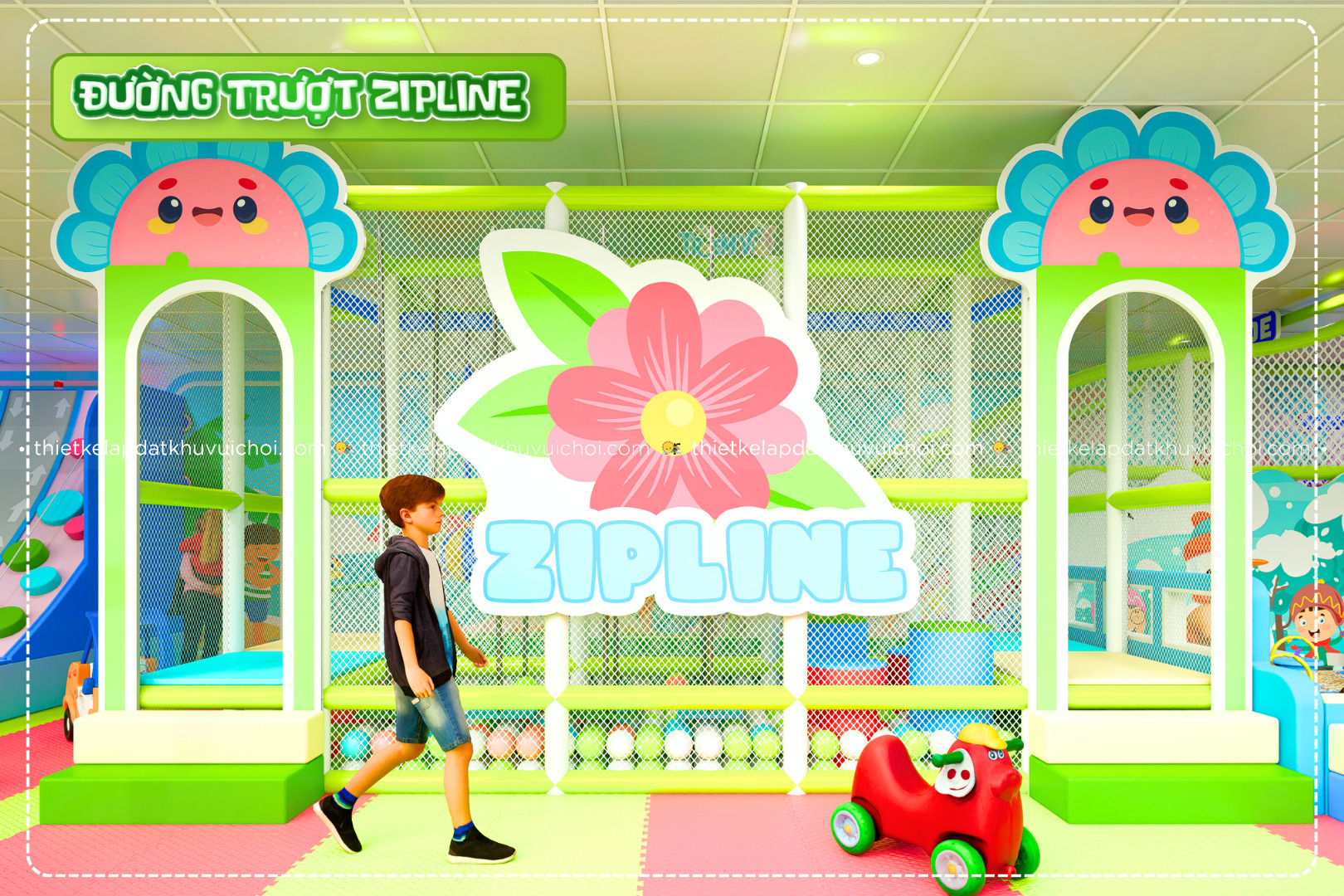 Đường trượt Zipline với thiết kế an toàn