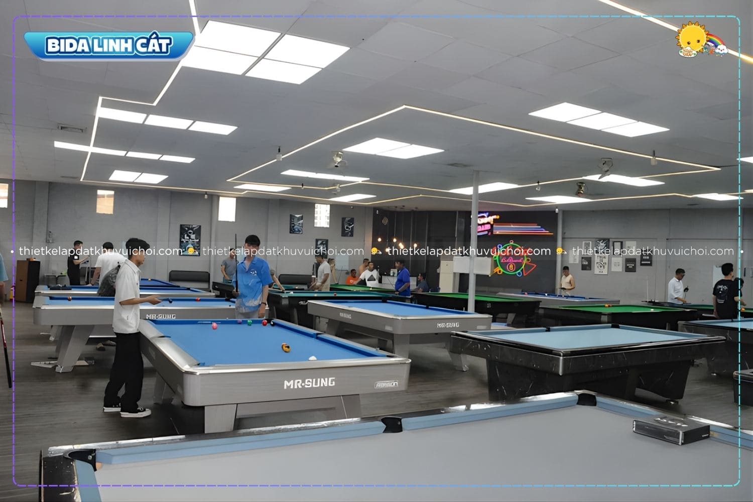 Không gian thi đấu bida chuyên nghiệp tại Linh Cát Billiards với sức chứa khủng