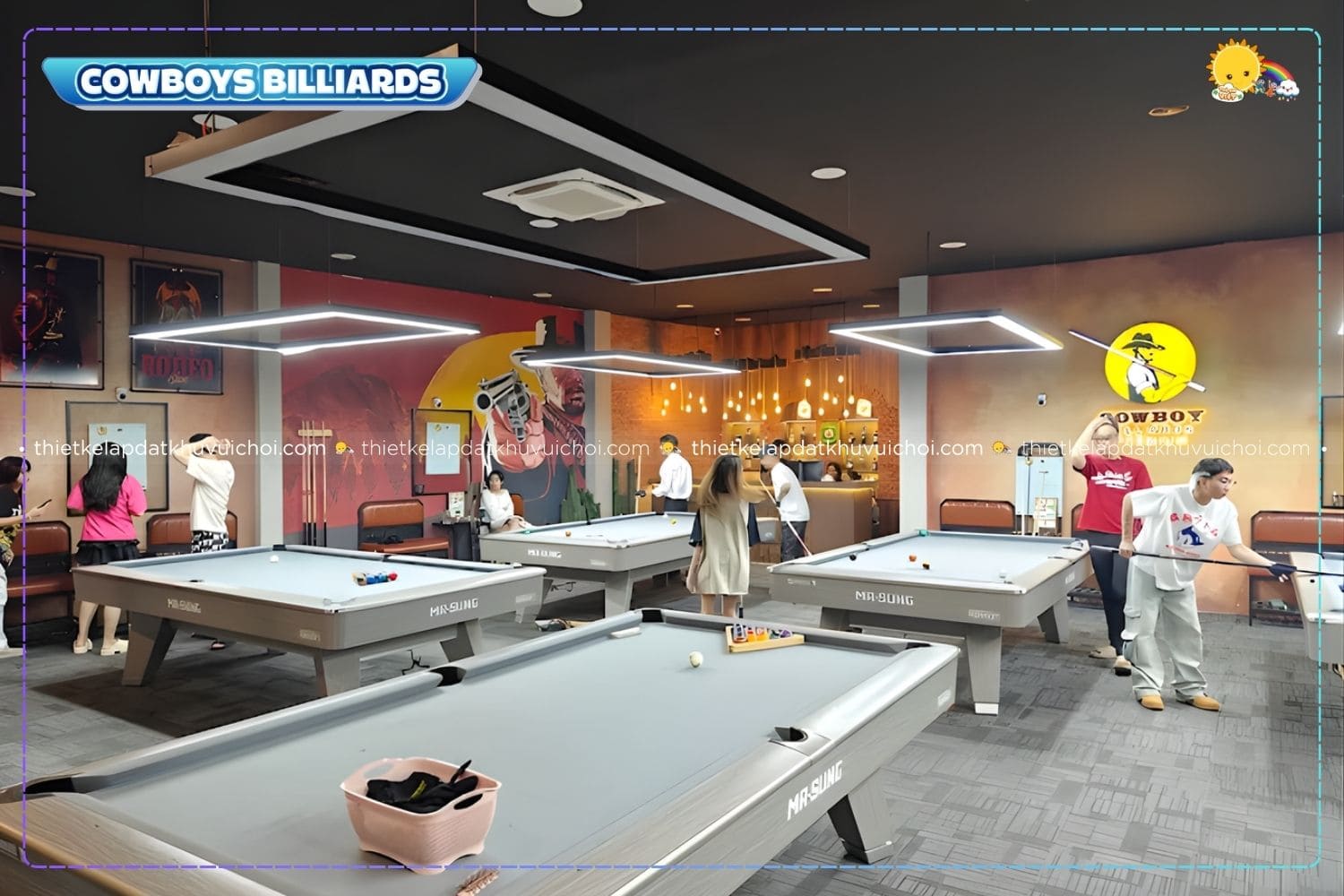 Toàn cảnh khu vực thi đấu tại Cowboys Billiards
