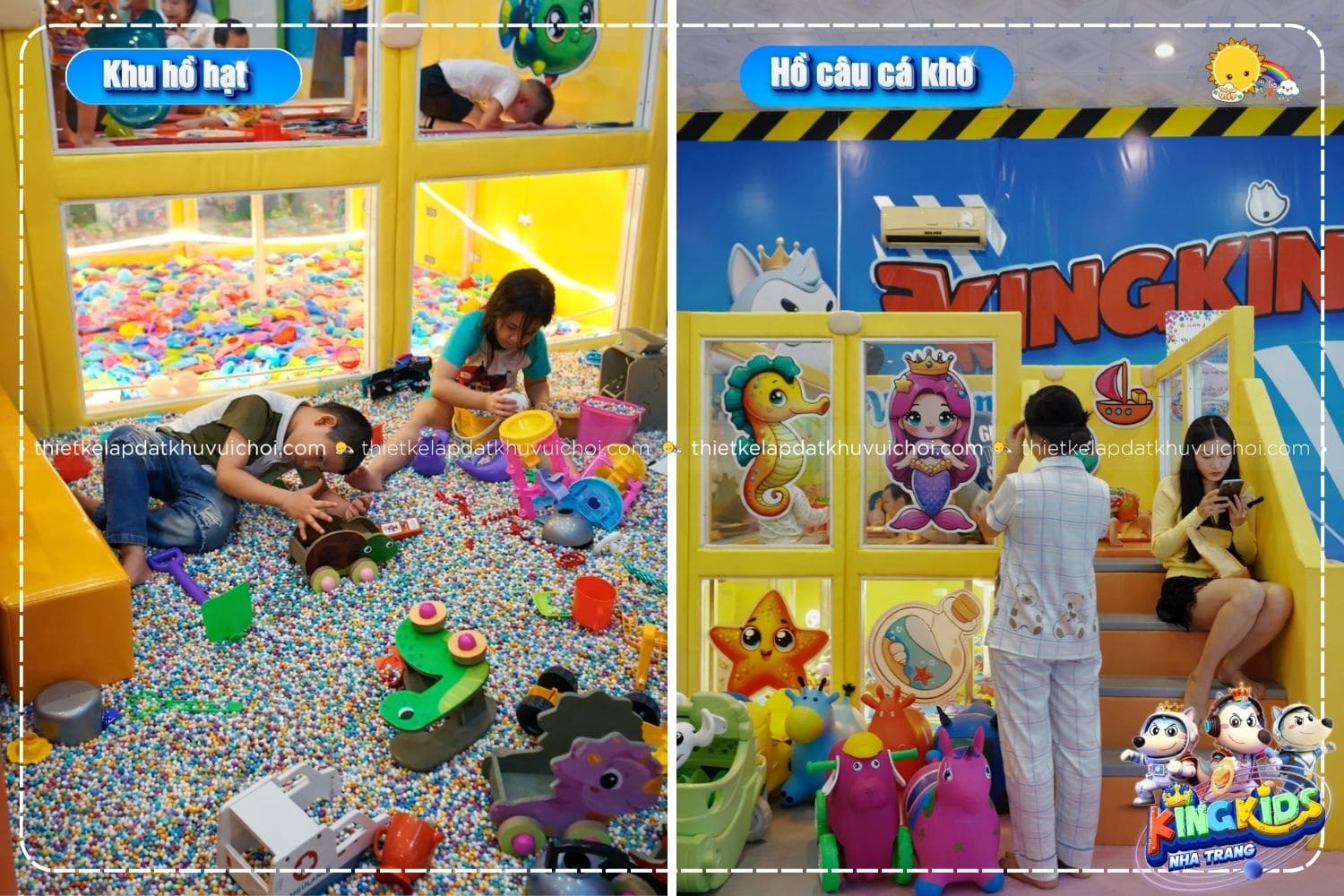 Bé thỏa sức vui chơi tại Khu hồ hạt sáng tạo và Hồ câu cá khô đầy thú vị chỉ có tại King Kids