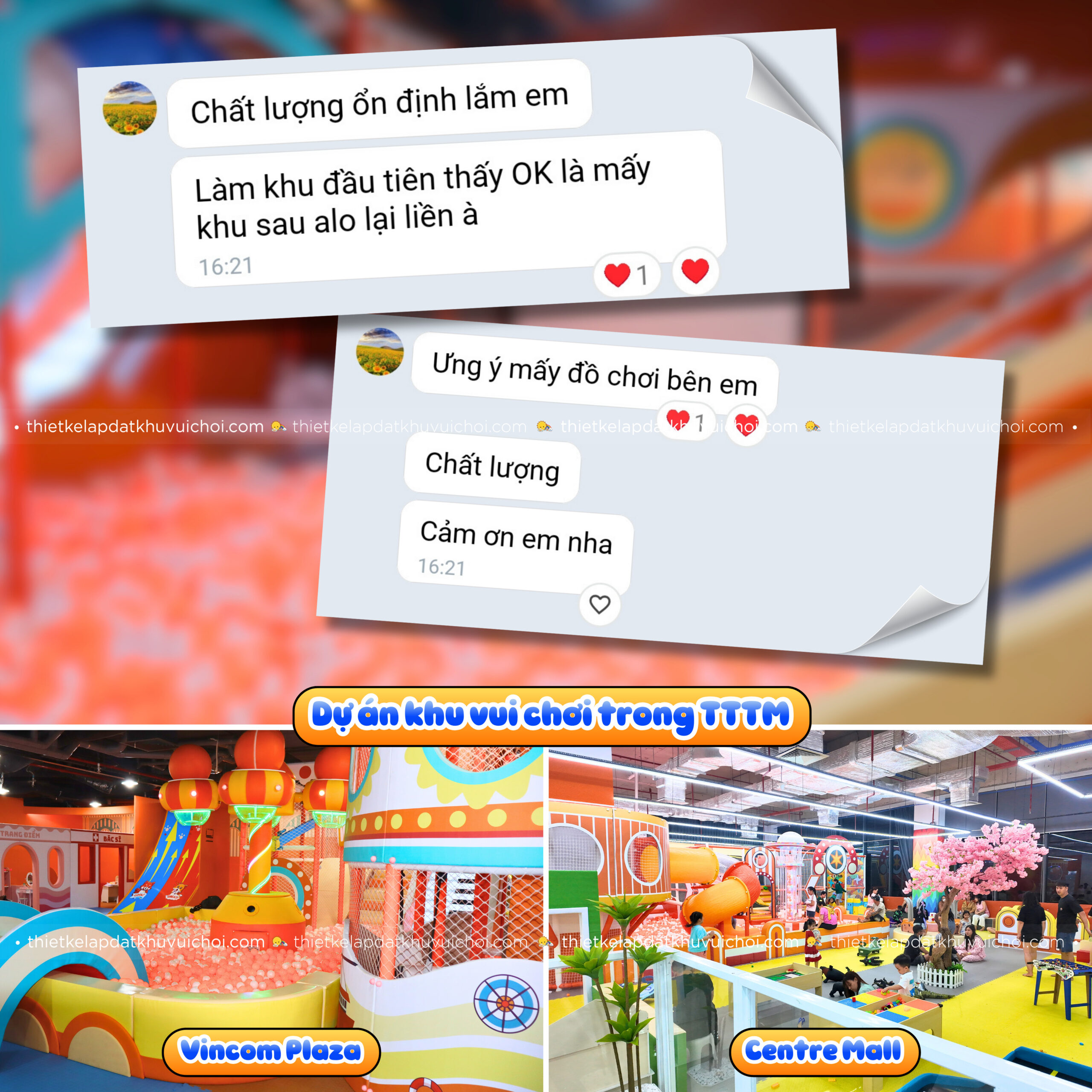 Cảm nhận khách hàng (feedback) của chủ khu vui chơi trong Vincom Plaza/Centre Mall