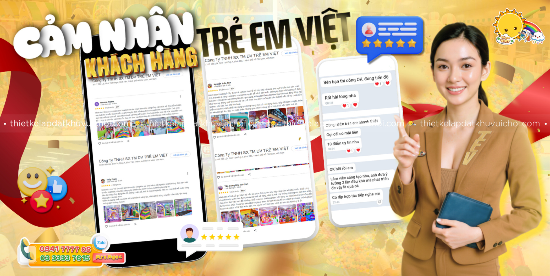 Banner Cảm nhận khách hàng (feedback) của Trẻ Em Việt