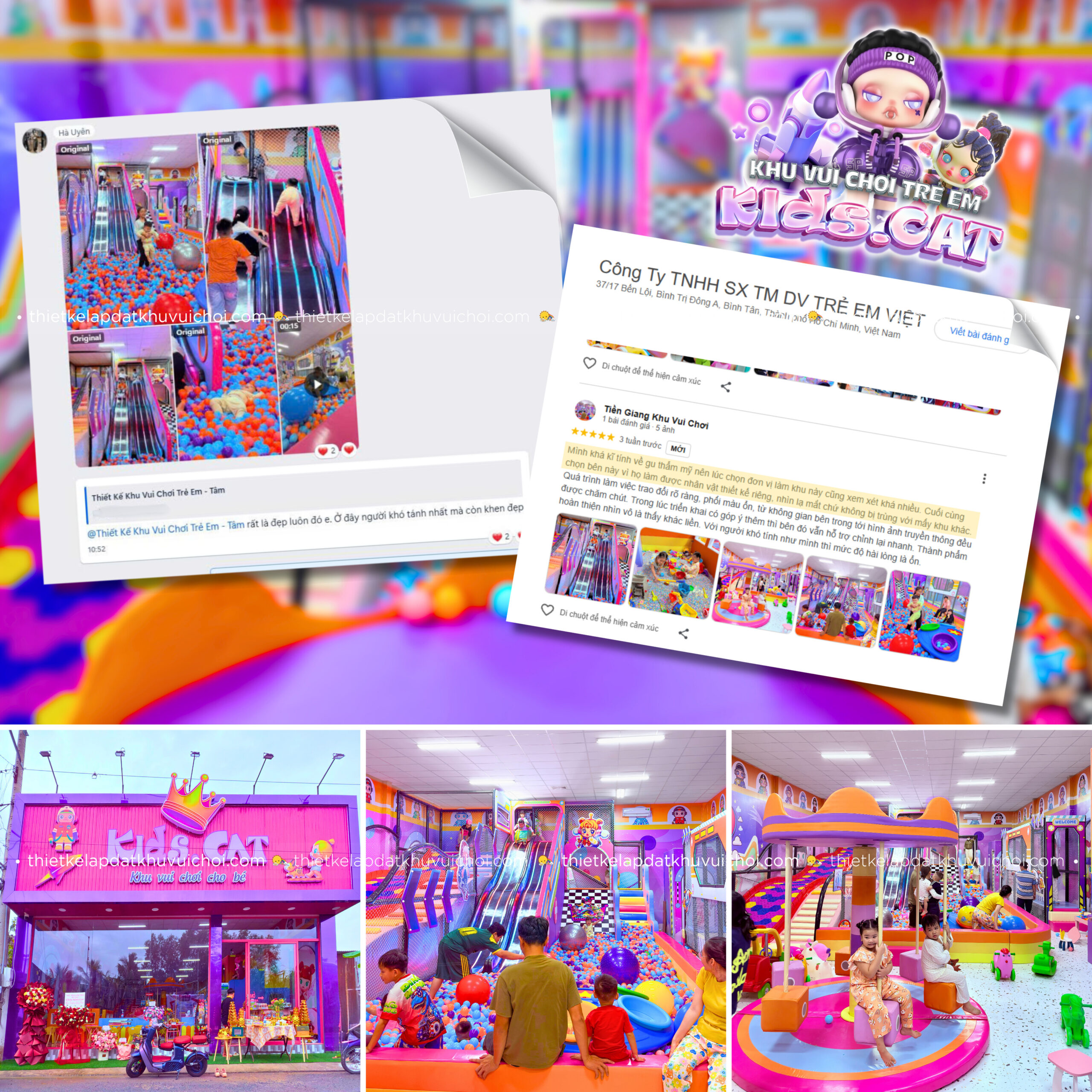 Cảm nhận khách hàng (feedback) của chủ khu vui chơi KIDS.CAT - Tiền Giang