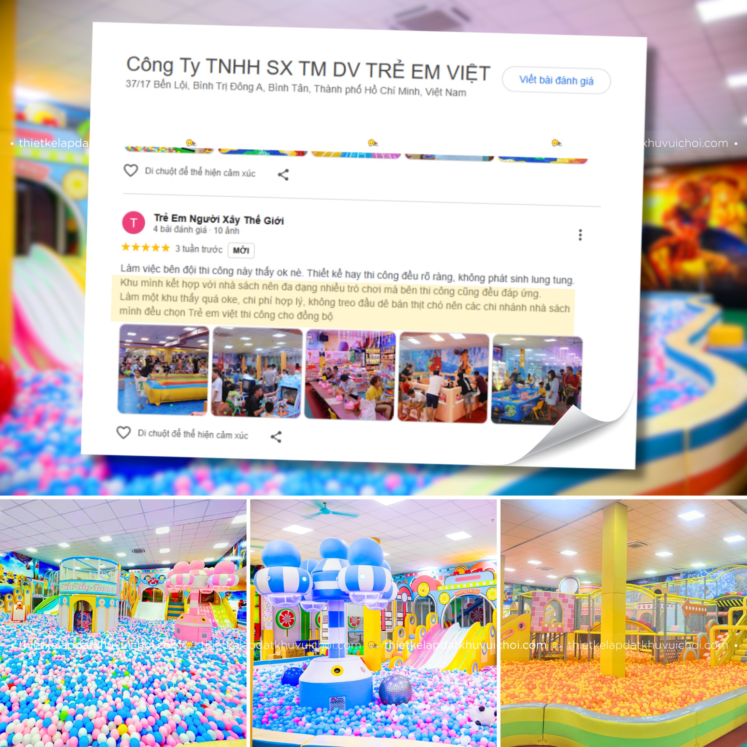Cảm nhận khách hàng (feedback) của chủ khu vui chơi Tiến Thọ - TP. HCM